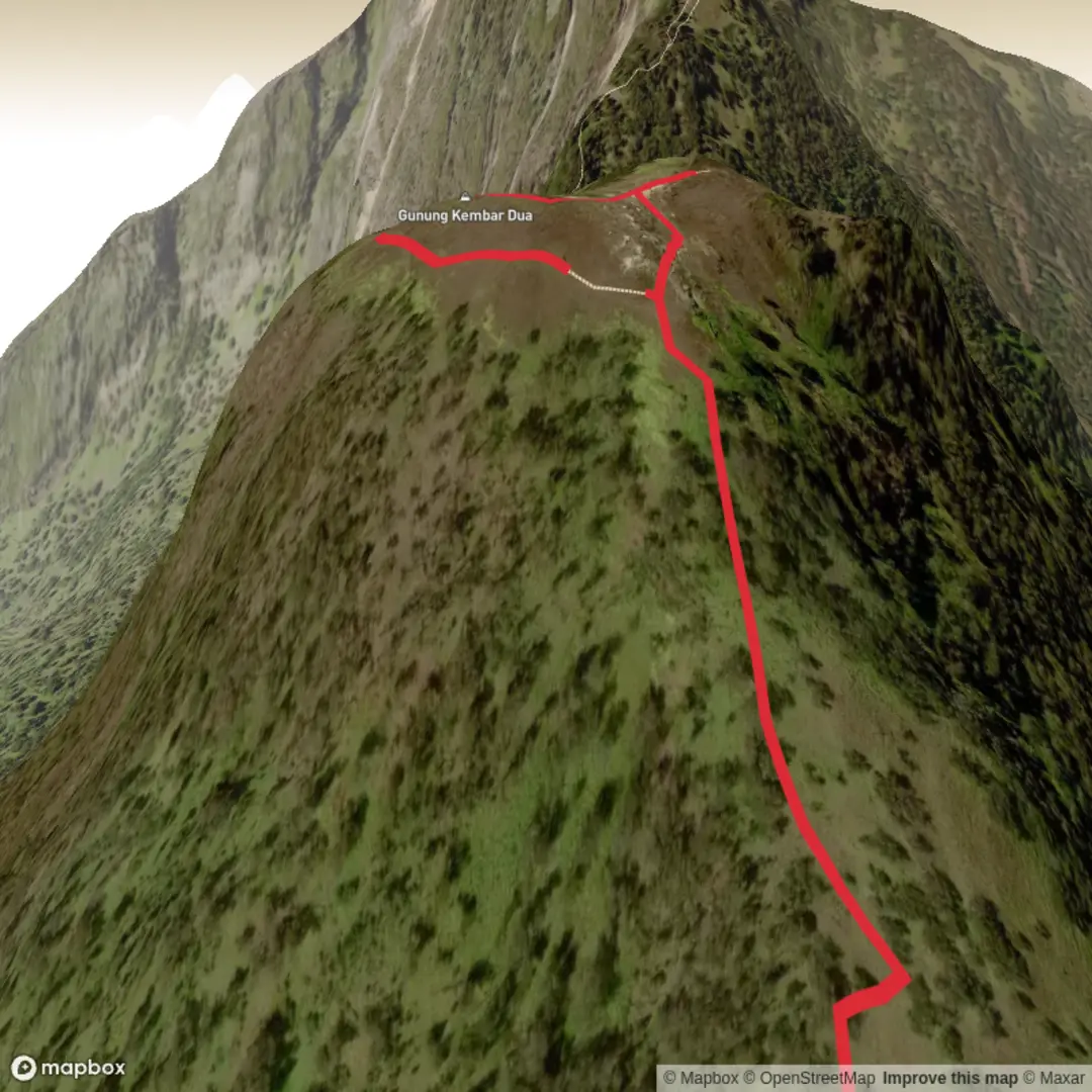 An image depicting the trail Lengkehan - Kembar2 and its surrounding area.