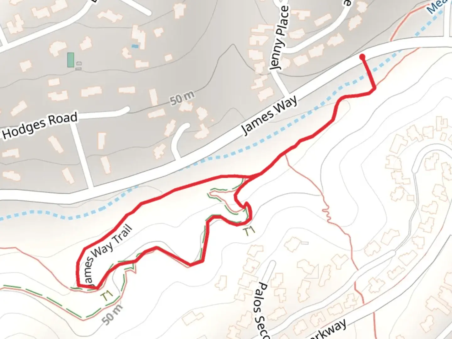 An image depicting the trail James Way Trail and its surrounding area.