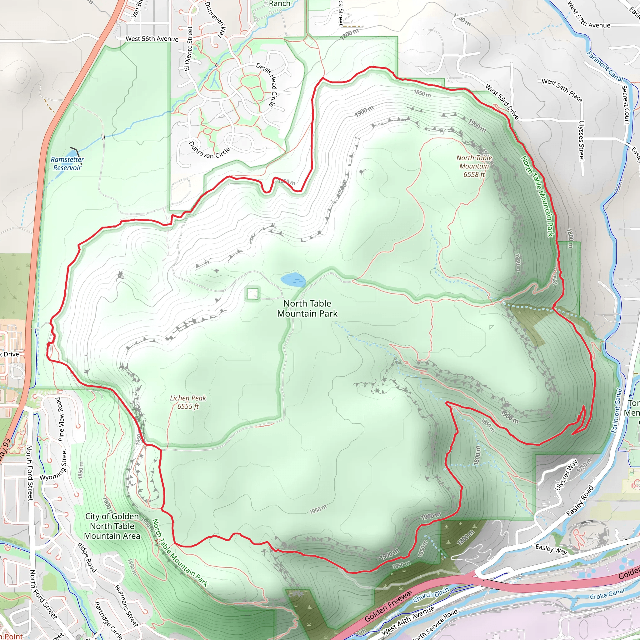 North Table Loop Trail mobile static map