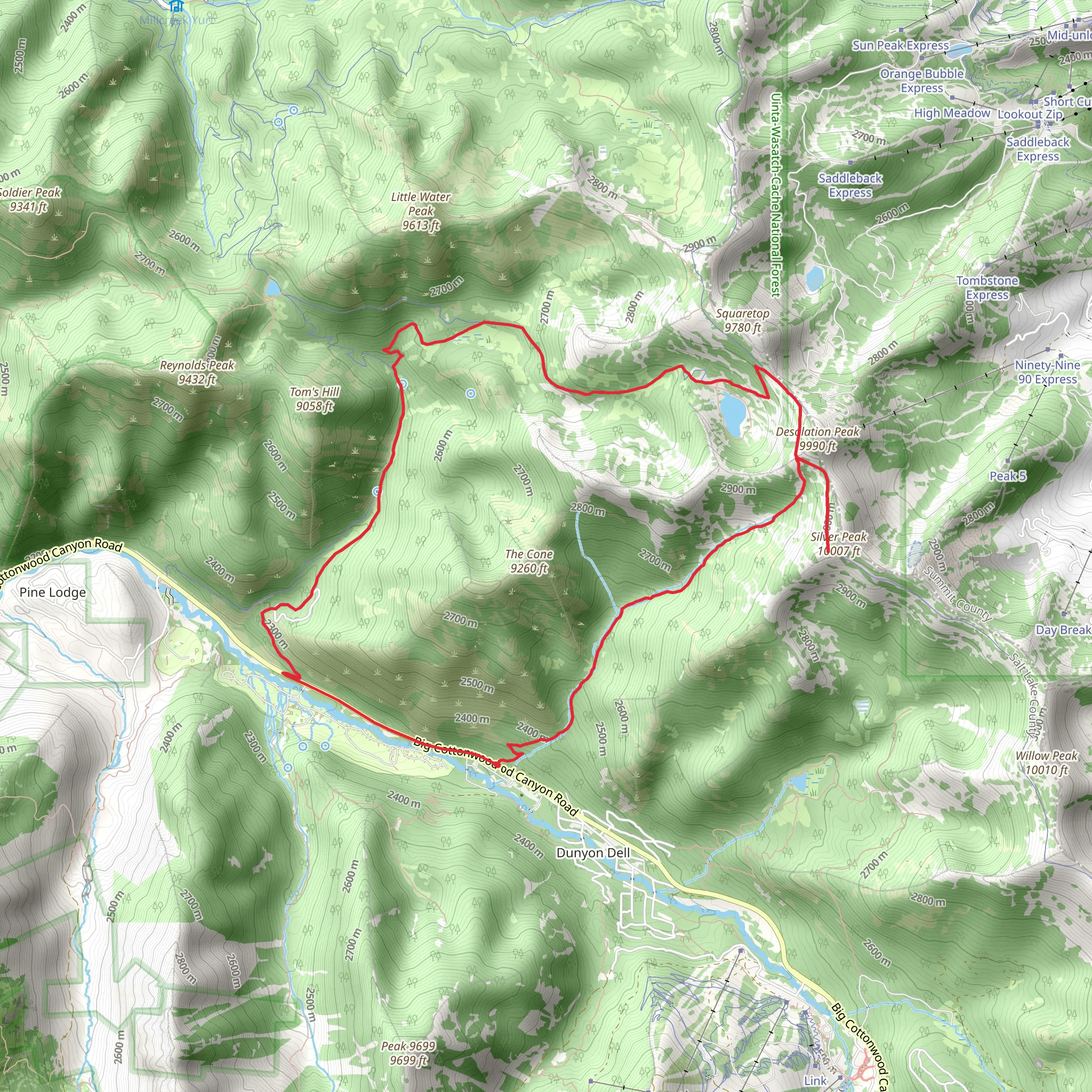 Beartrap Fork and Mill D North Loop mobile static map