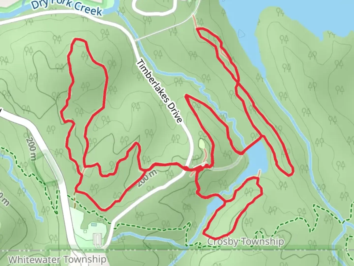 An image depicting the trail Badlands - Oakleaf - Timberlakes Loop Trail and its surrounding area.