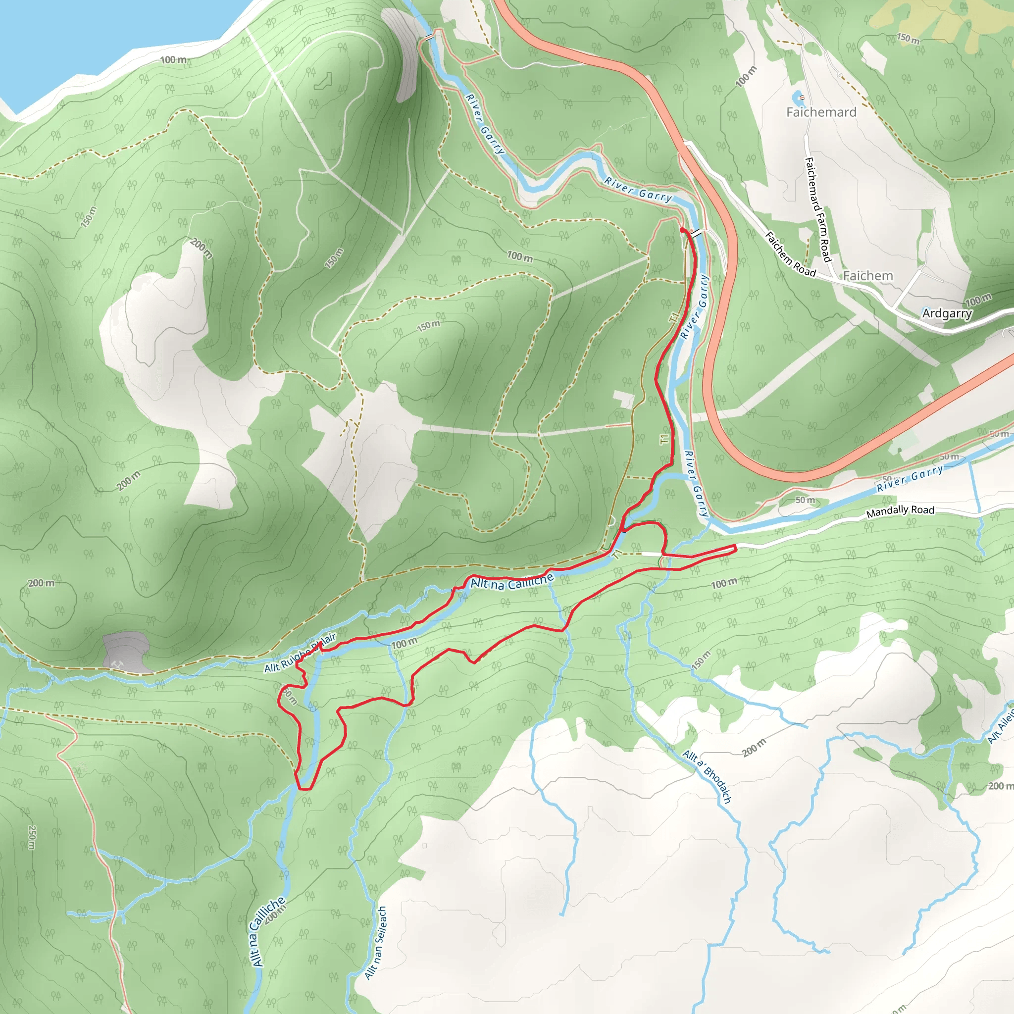 Allt na Cailliche River Loop Trail mobile static map