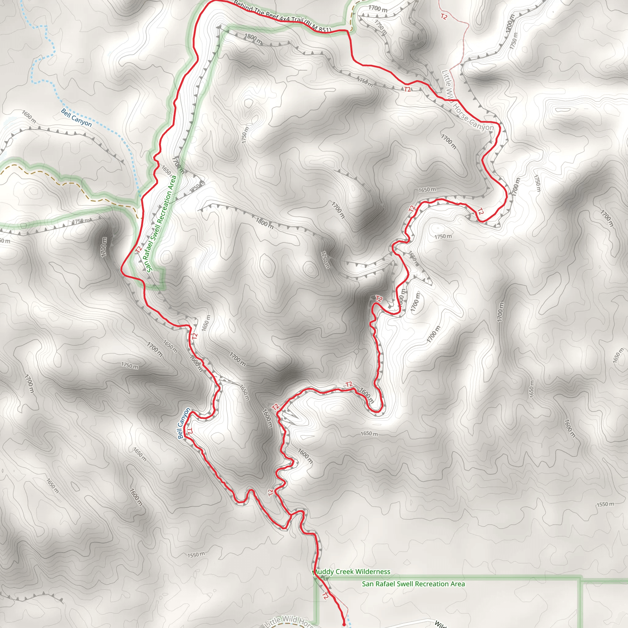 Little Wild Horse Canyon and Bell Canyon Loop Trail mobile static map