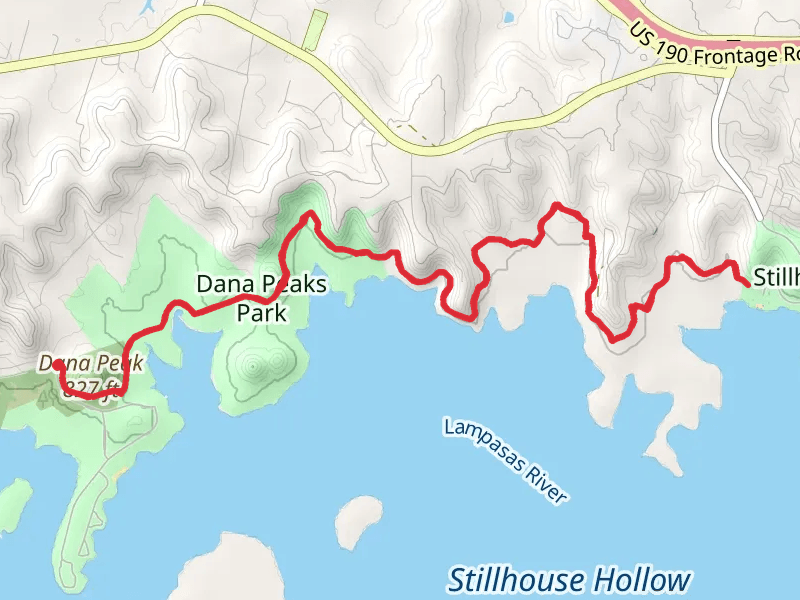 Stillhouse Hollow Lake South Shore walk from Lana Peak