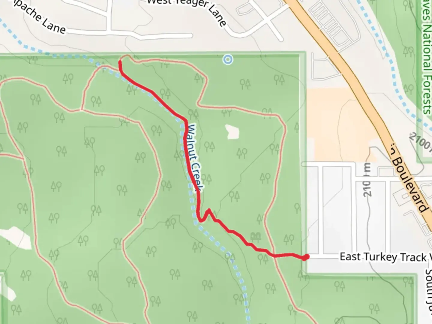 An image depicting the trail Walnut Creek Trail and its surrounding area.