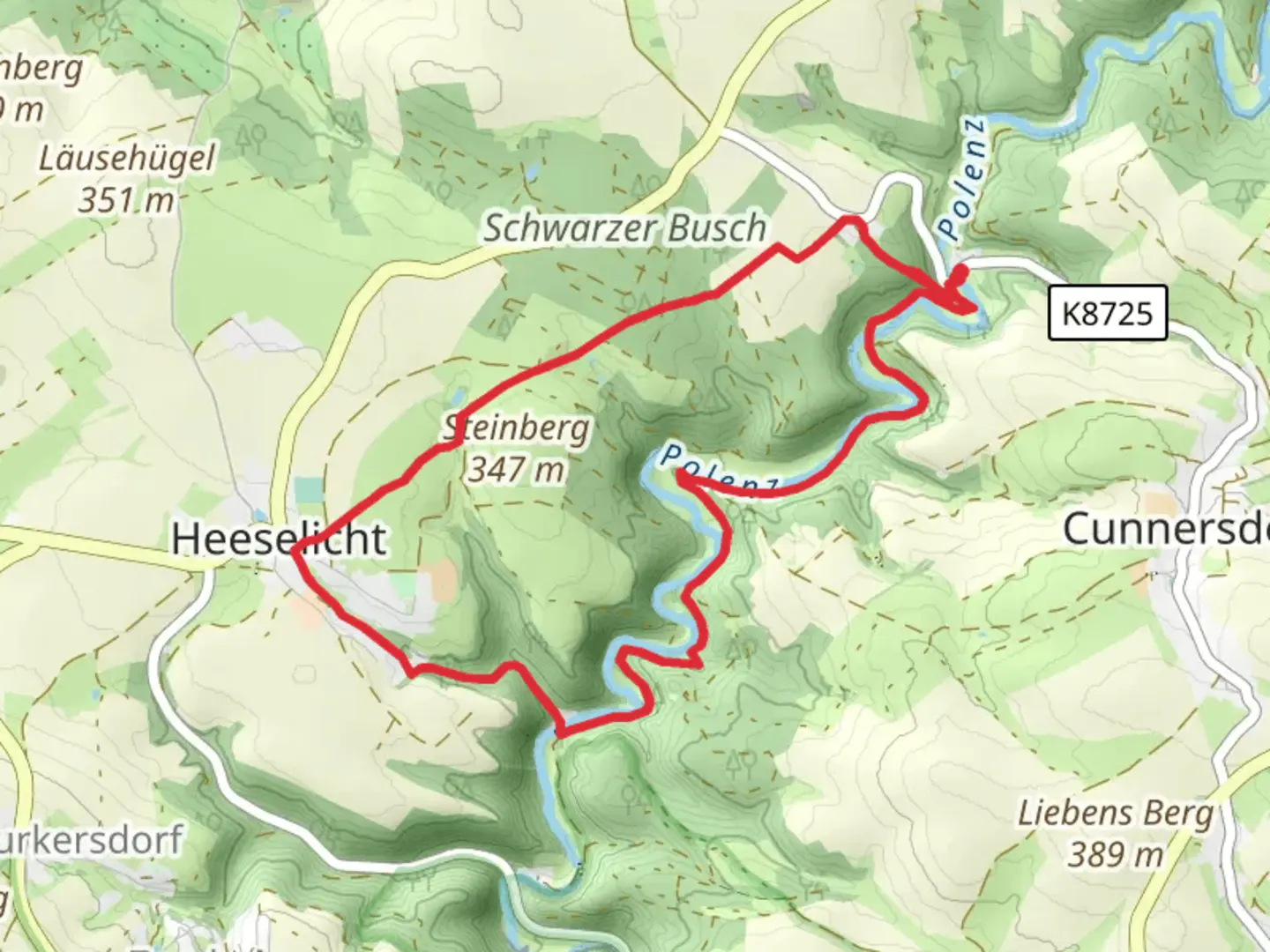 An image depicting the trail Marzenbecherwiesen, Scheibenmuhle and Steinberg Loop and its surrounding area.