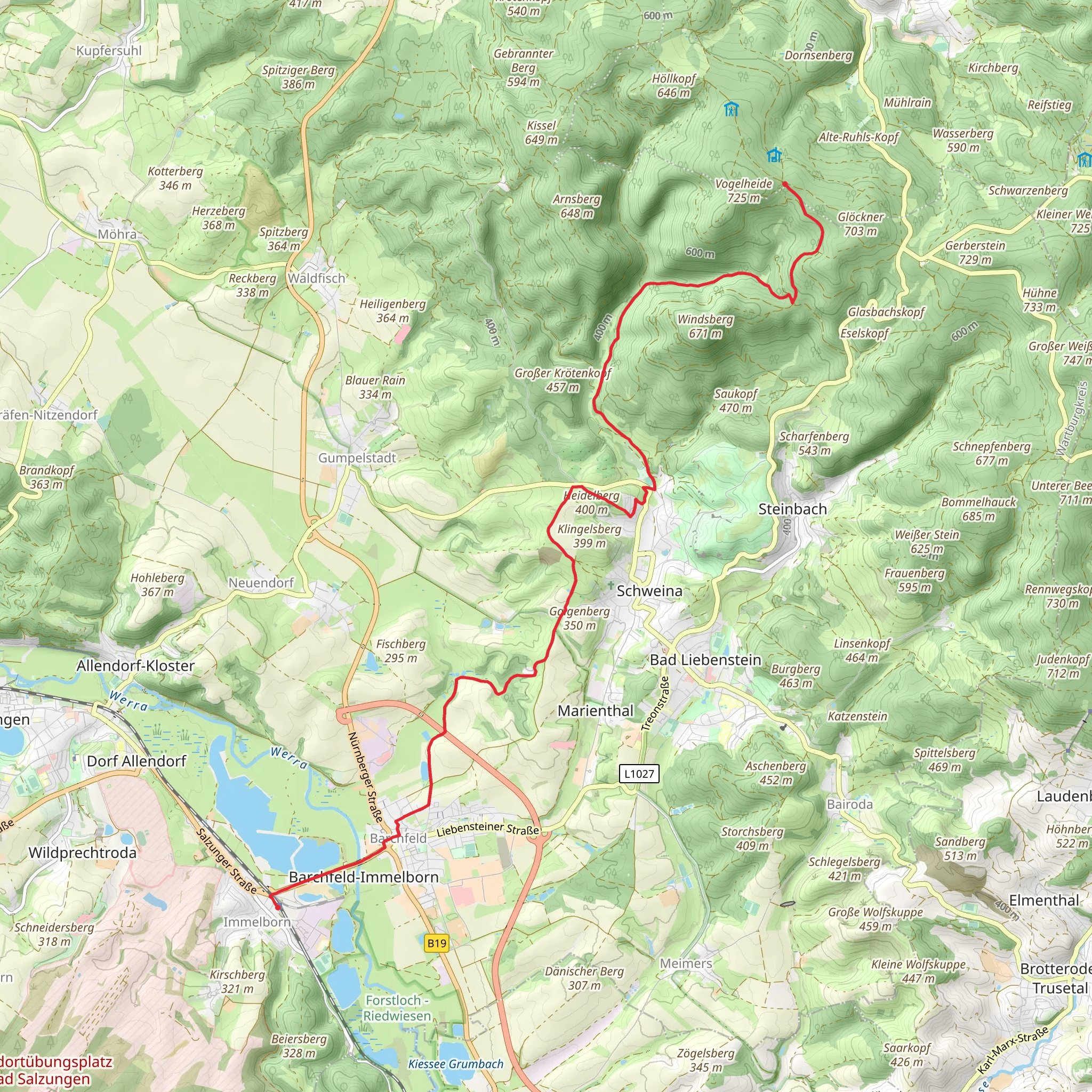 Immelborn to Ehrenmal Glockner Walk mobile static map