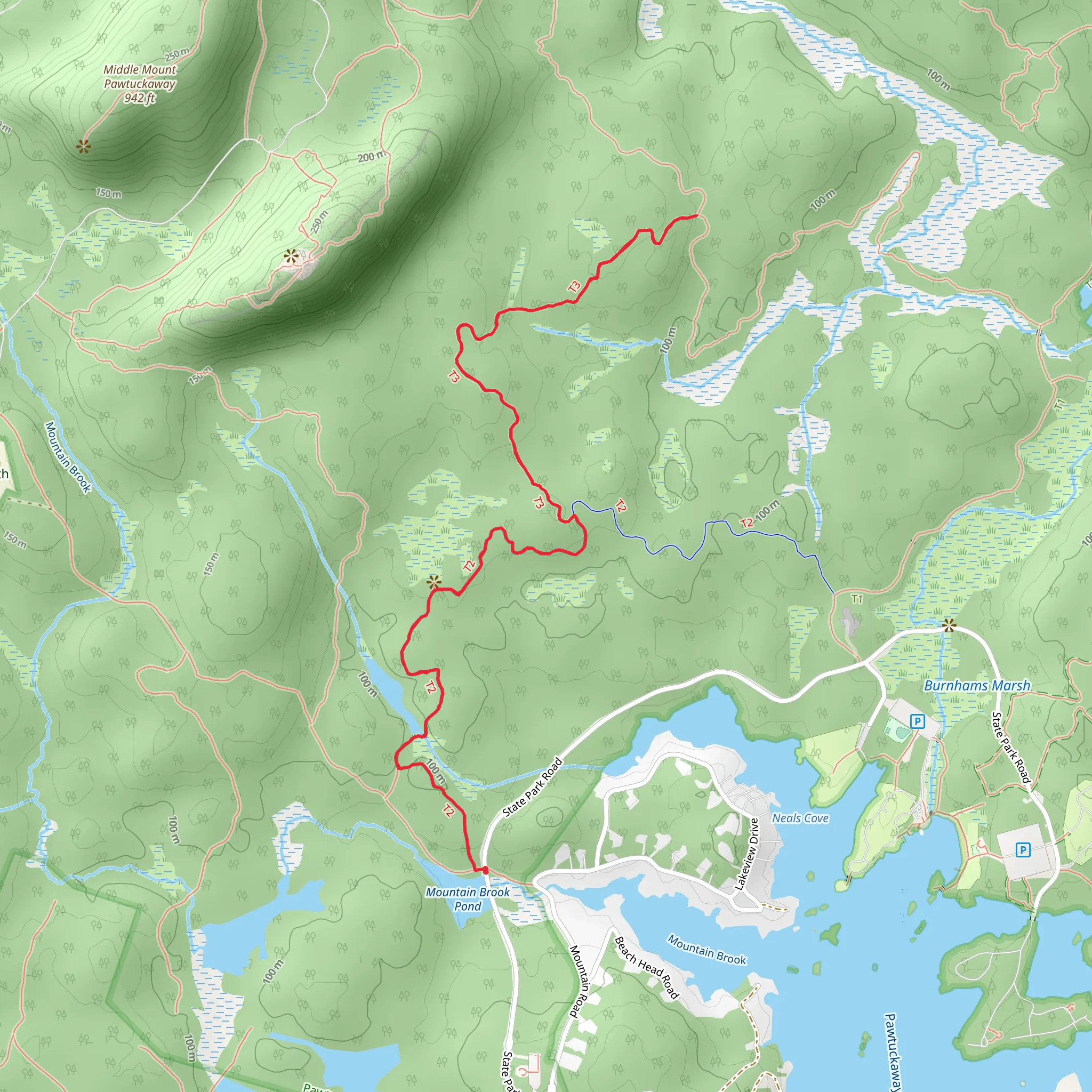 Woronoco Trail and Split Rock Trail mobile static map