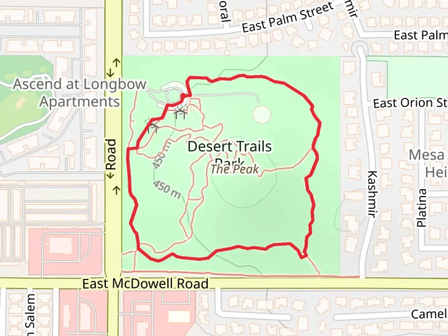 An image depicting the trail The Peak Loop and its surrounding area.