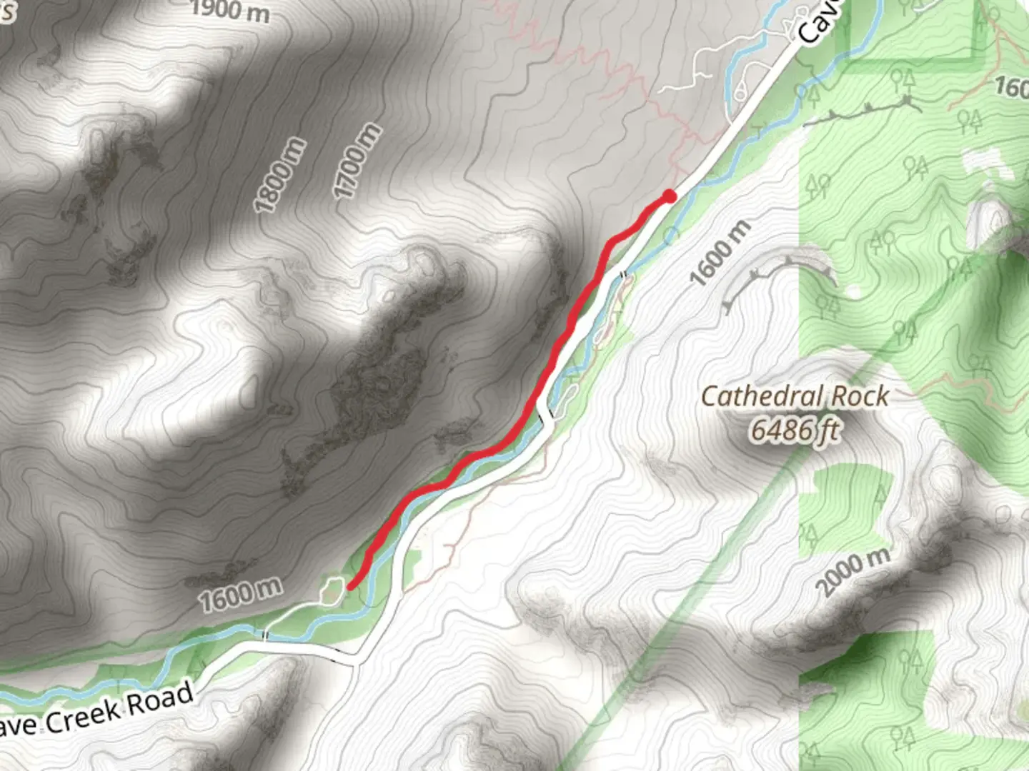 An image depicting the trail Cave Creek Nature Trail and its surrounding area.