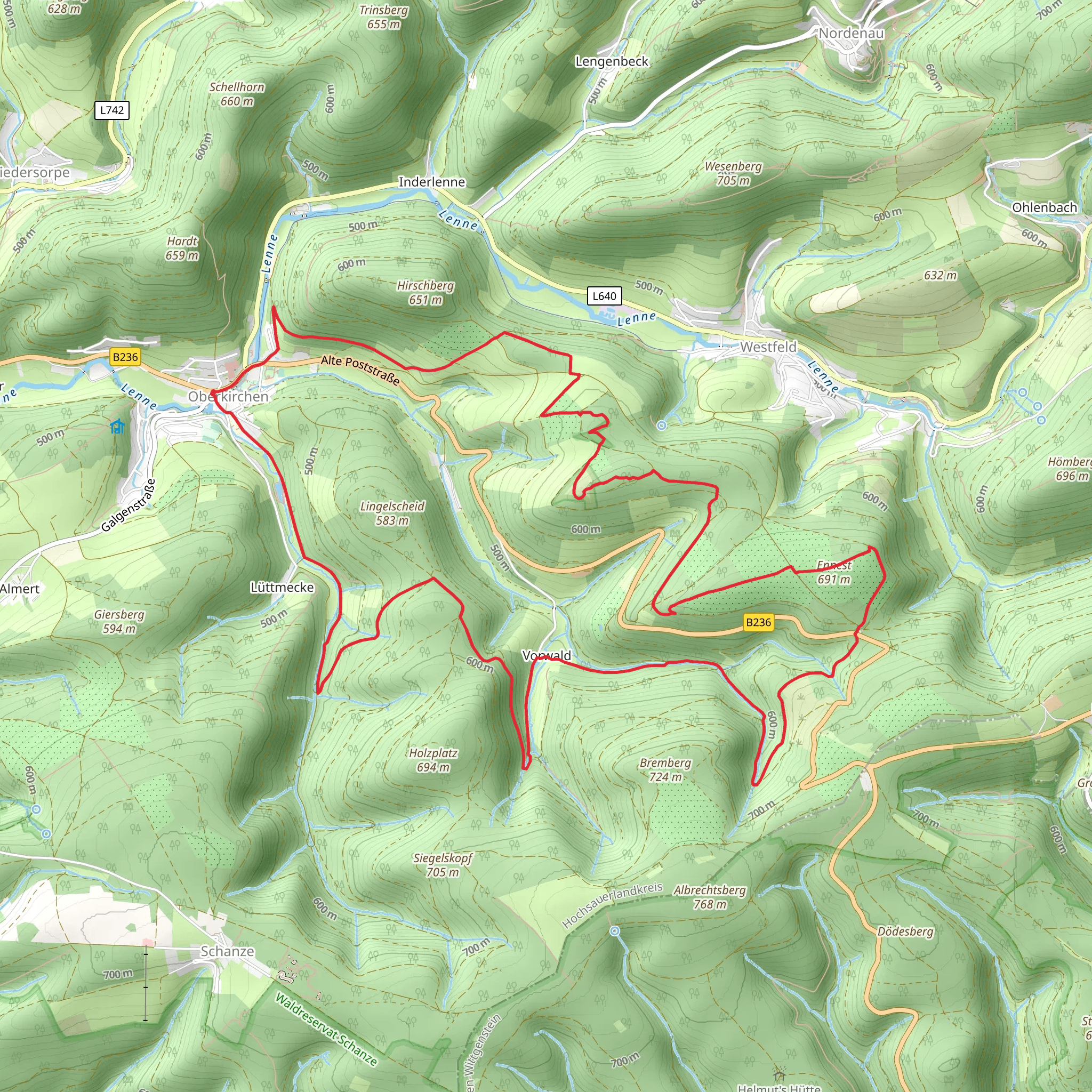 Oberkirchen Loop mobile static map