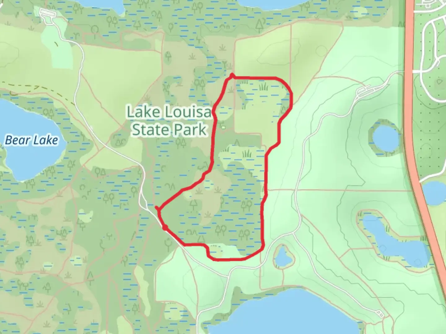 An image depicting the trail Loop around Wilderness Point and its surrounding area.