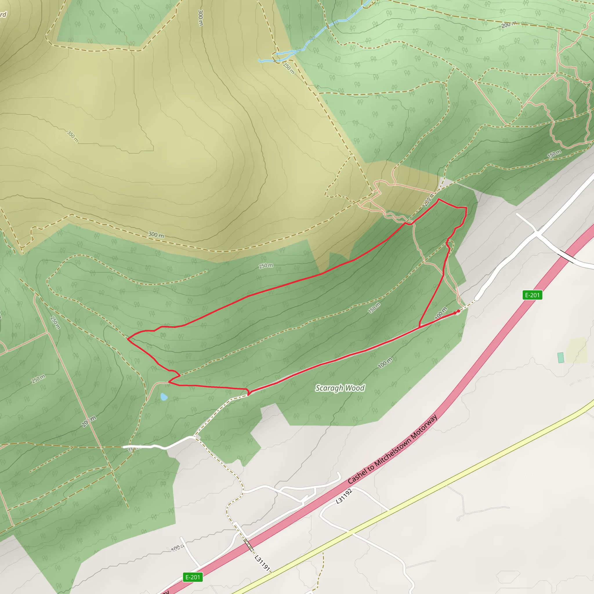 Scaragh Woods Blue Trail mobile static map