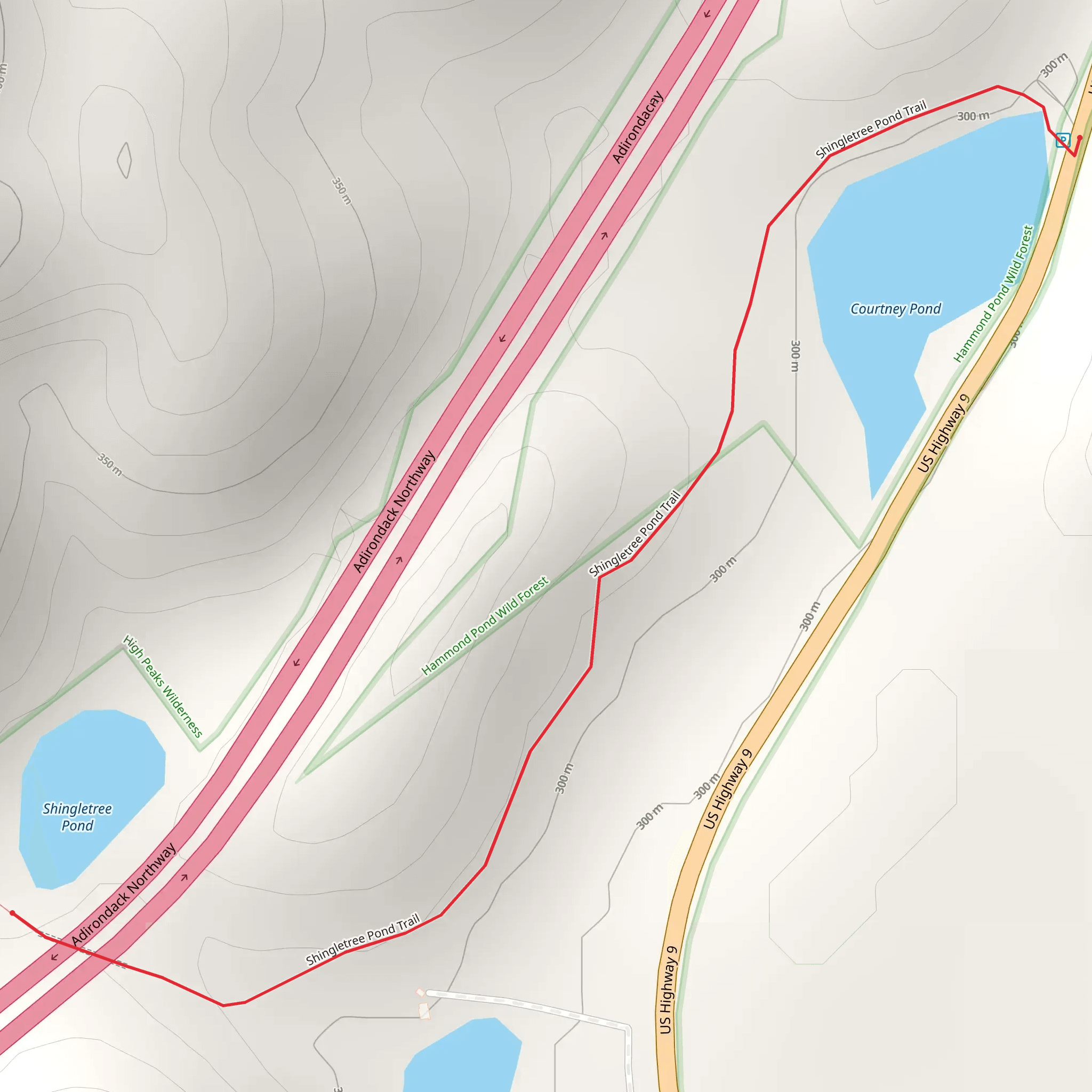 Courtney Pond and Shingletree Pond Trail mobile static map