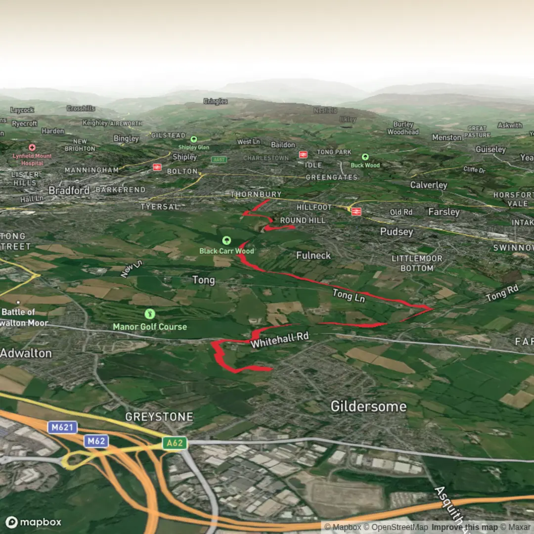 An image depicting the trail Leeds Country Way Day 8 and its surrounding area.