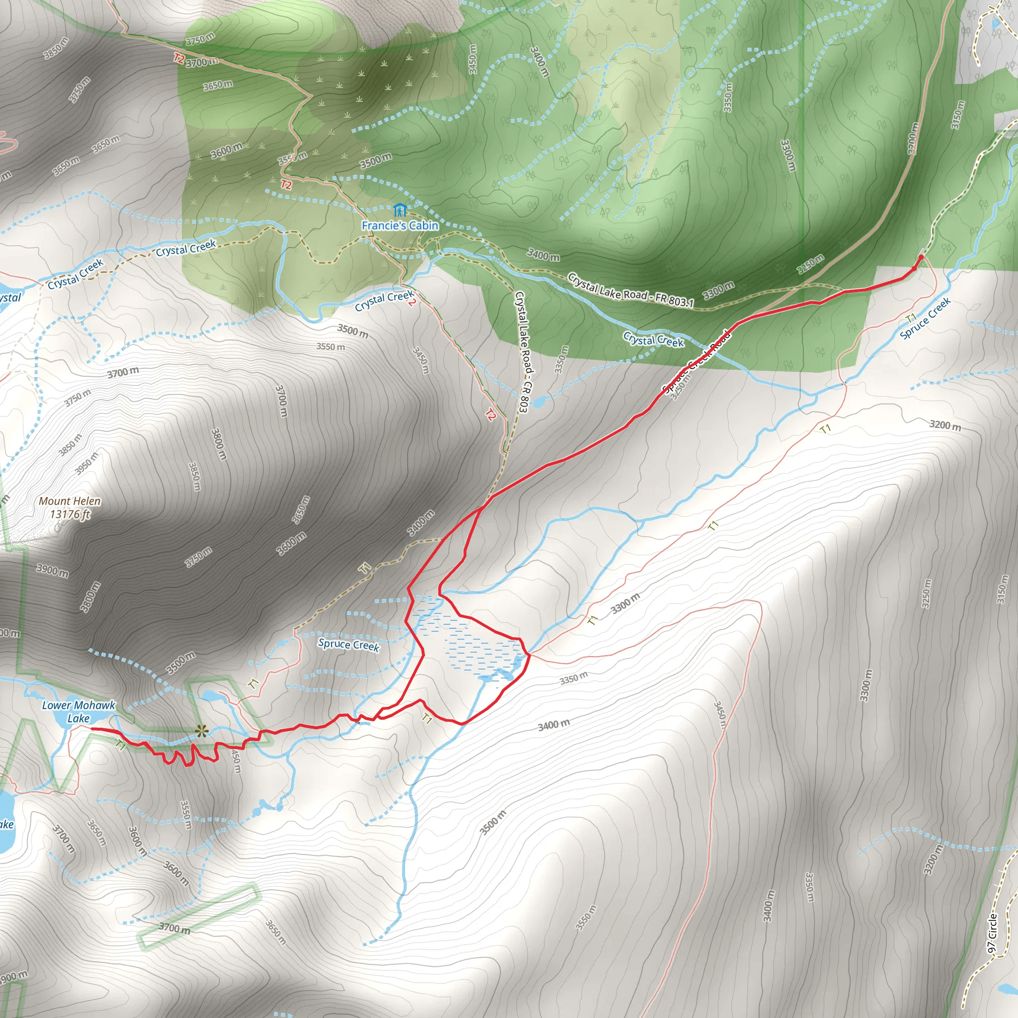 Wheeler Trail and Spruce Creek Trail mobile static map