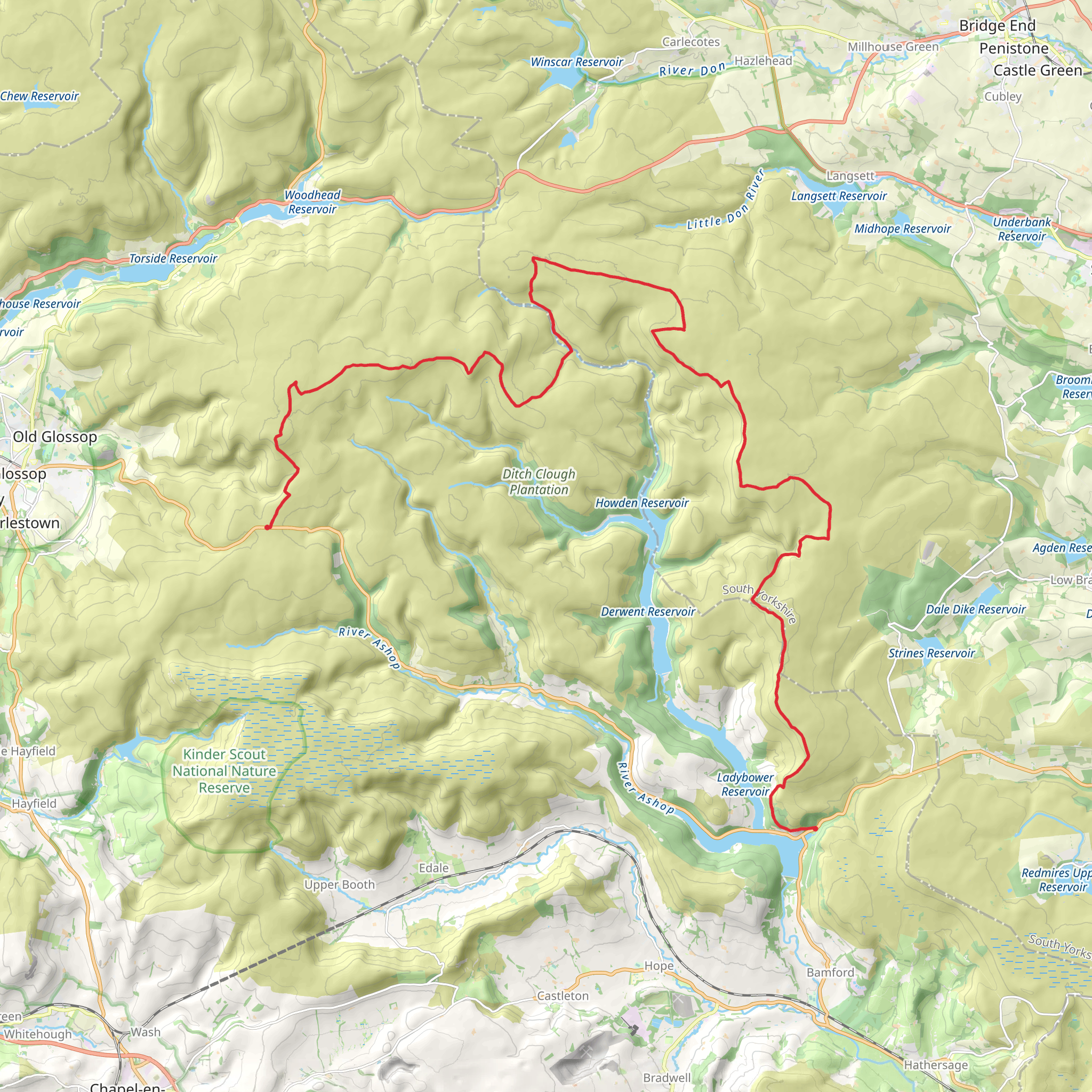 Bleaklow Hill via Pennine Way mobile static map