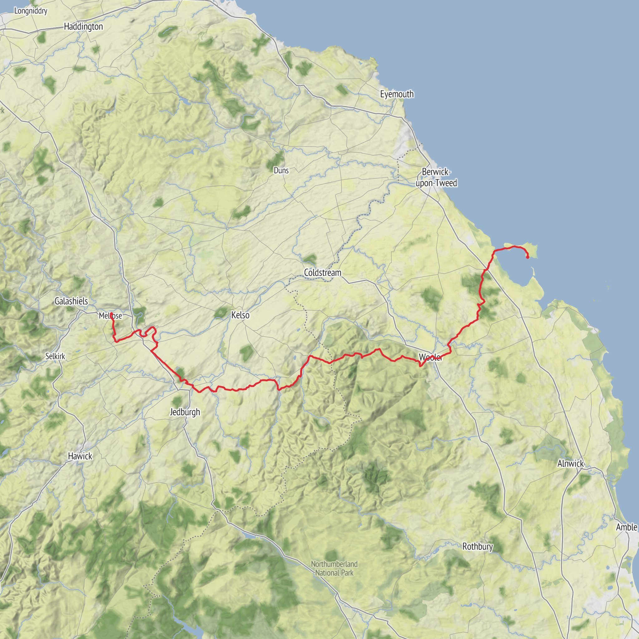 St Cuthbert's Way mobile static map