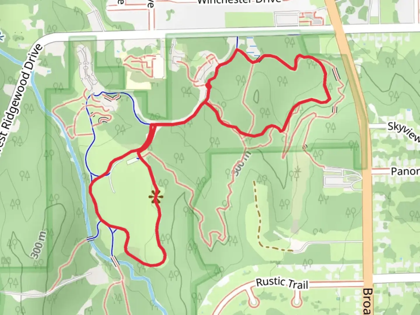 An image depicting the trail Skyline Trail and Kopdiak Road Loop and its surrounding area.