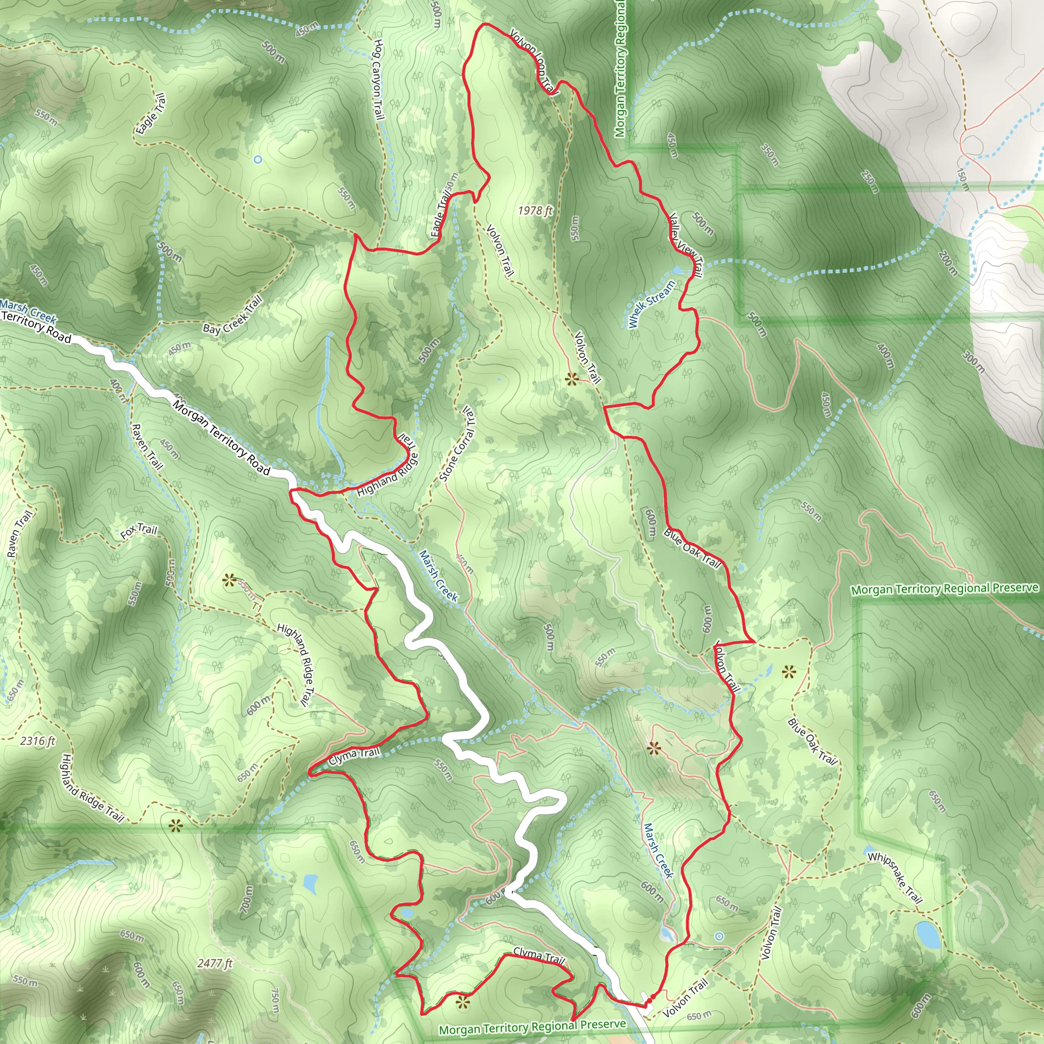 Diablo Regional Trail and Valley View Trail mobile static map