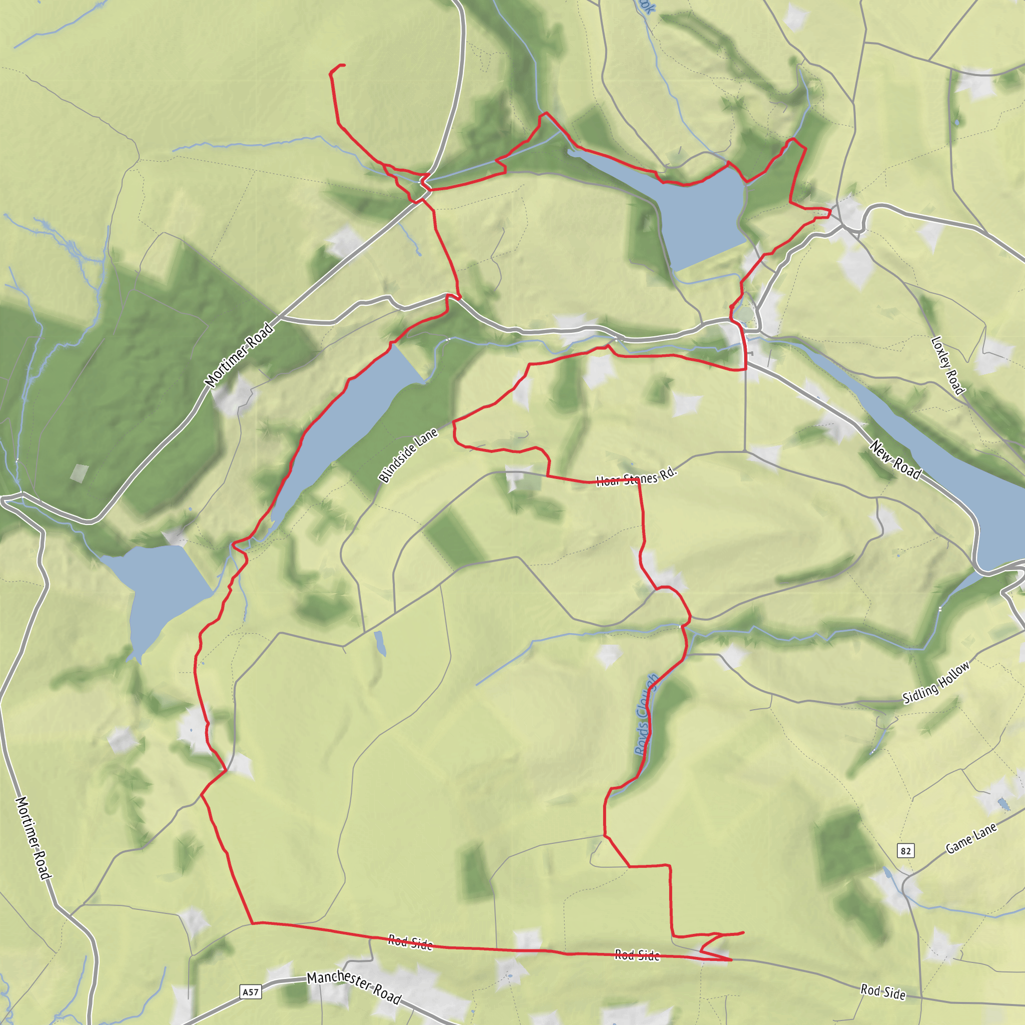 Ughill and Bradfield Loop via Agden Reservoir and Dale Dike Reservoir mobile static map