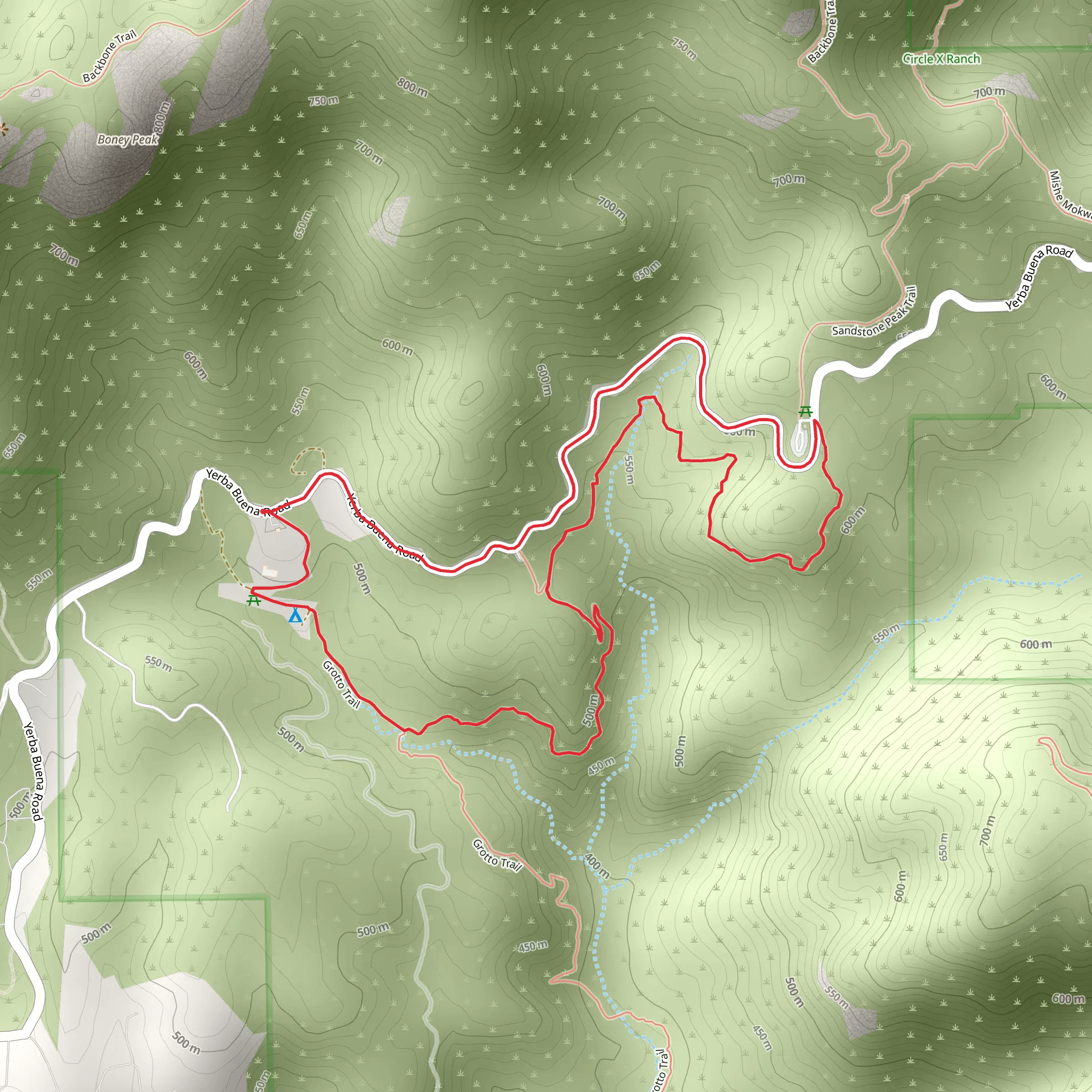 Grotto Trail and Canyon View Loop Trail mobile static map