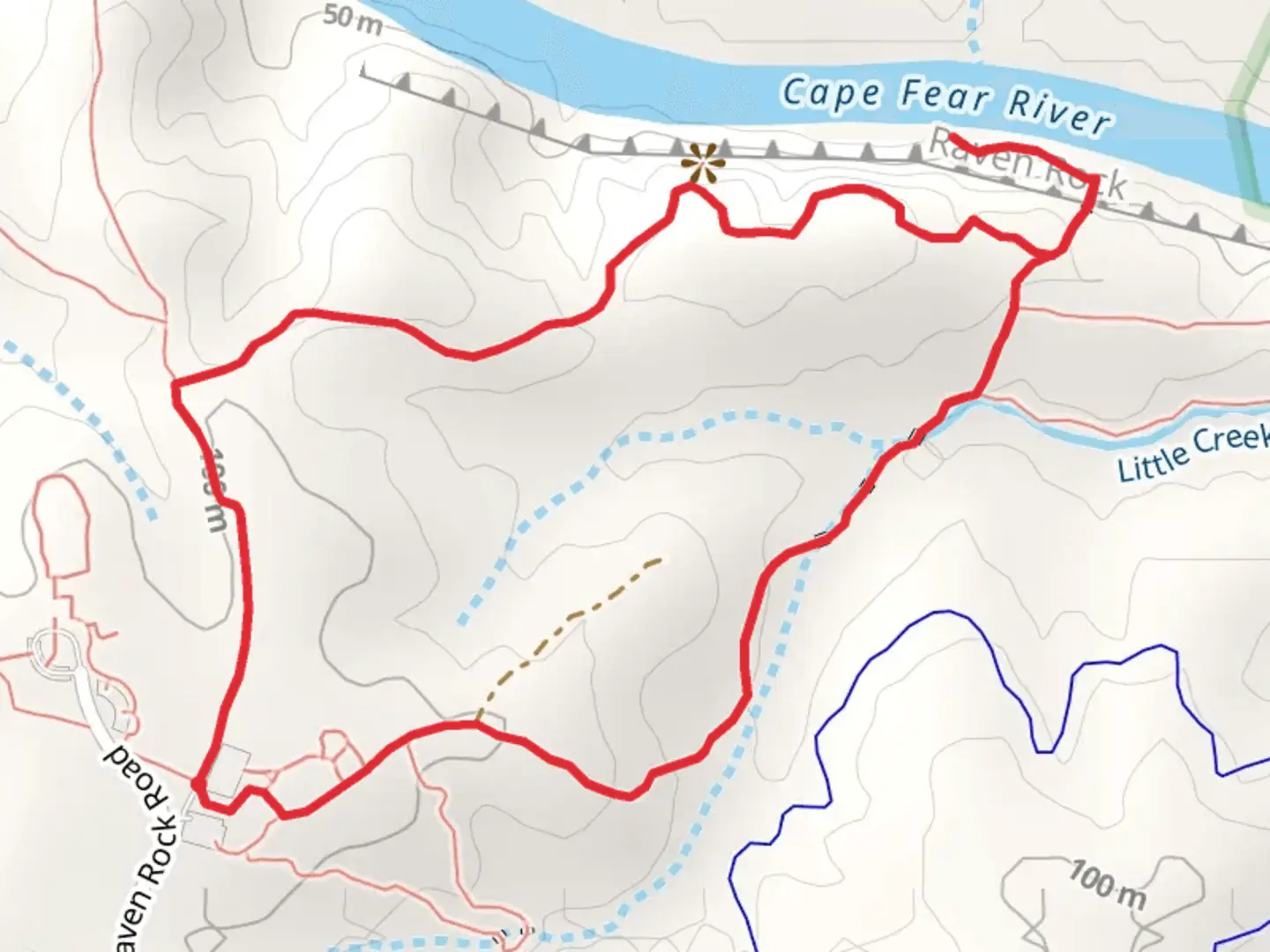 An image depicting the trail Raven Rock and Cape Fear River Loop and its surrounding area.