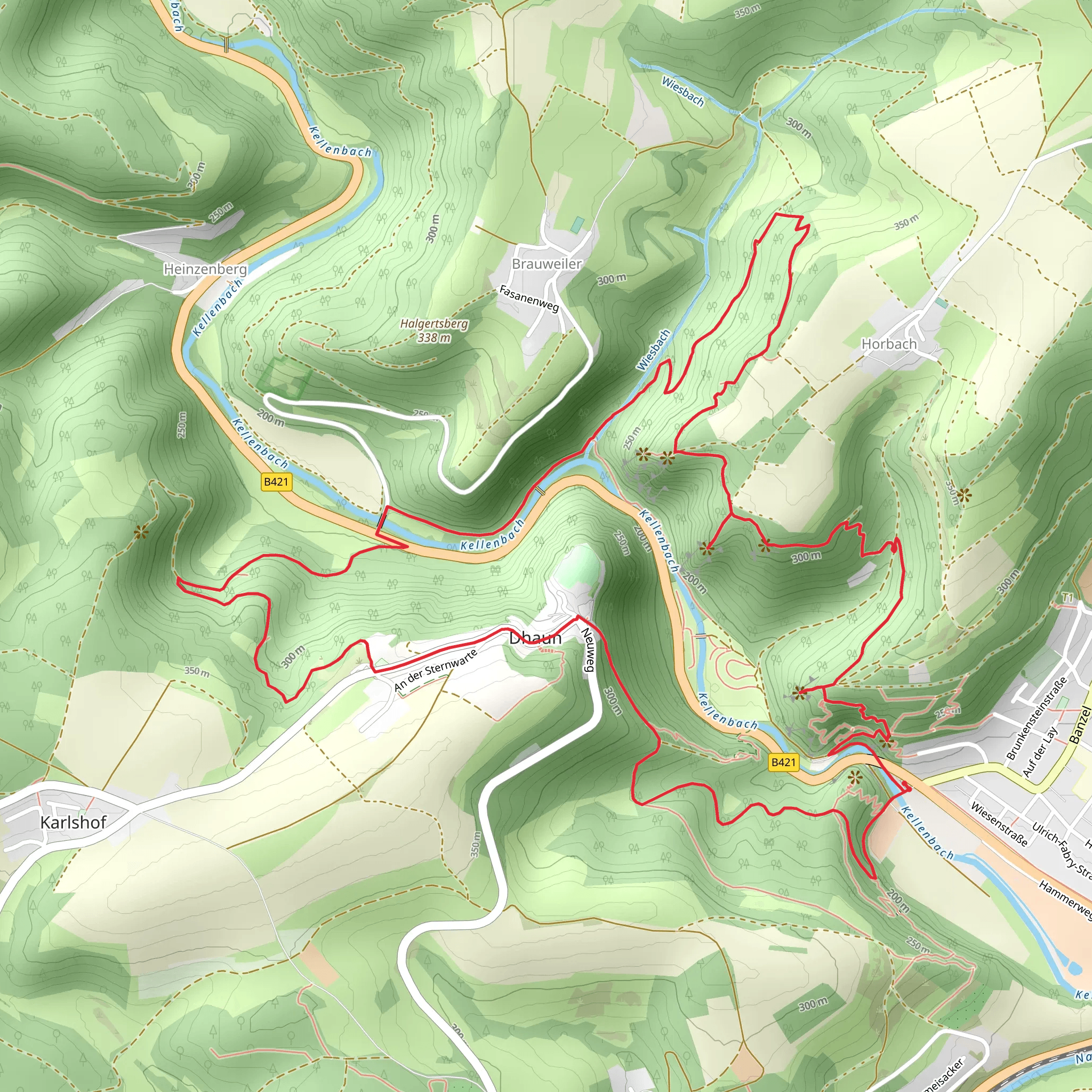 Rabenkanzel, Uhu-Warte and Falkenstein Loop via Bergmuhle mobile static map