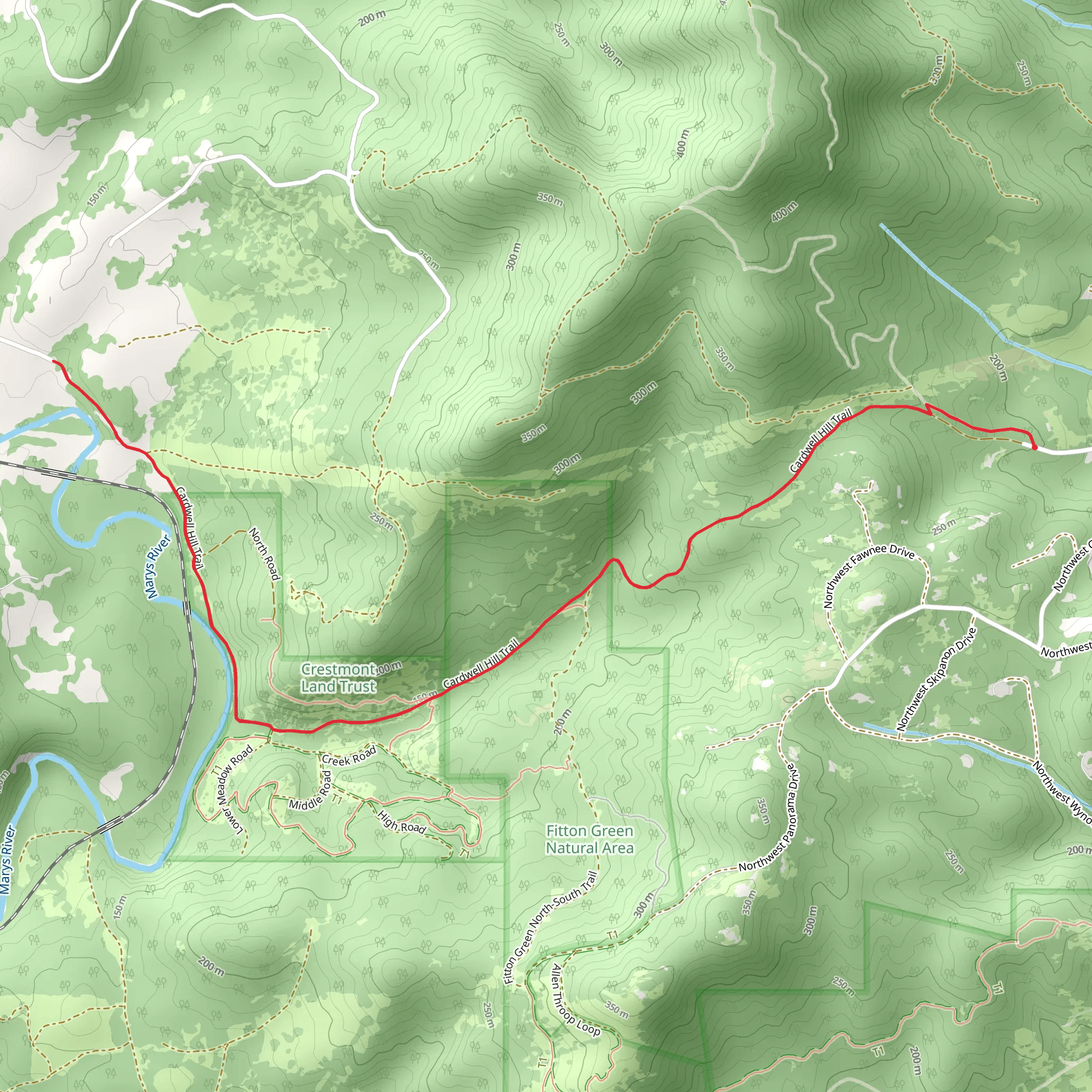 Cardwell Hill Trail mobile static map