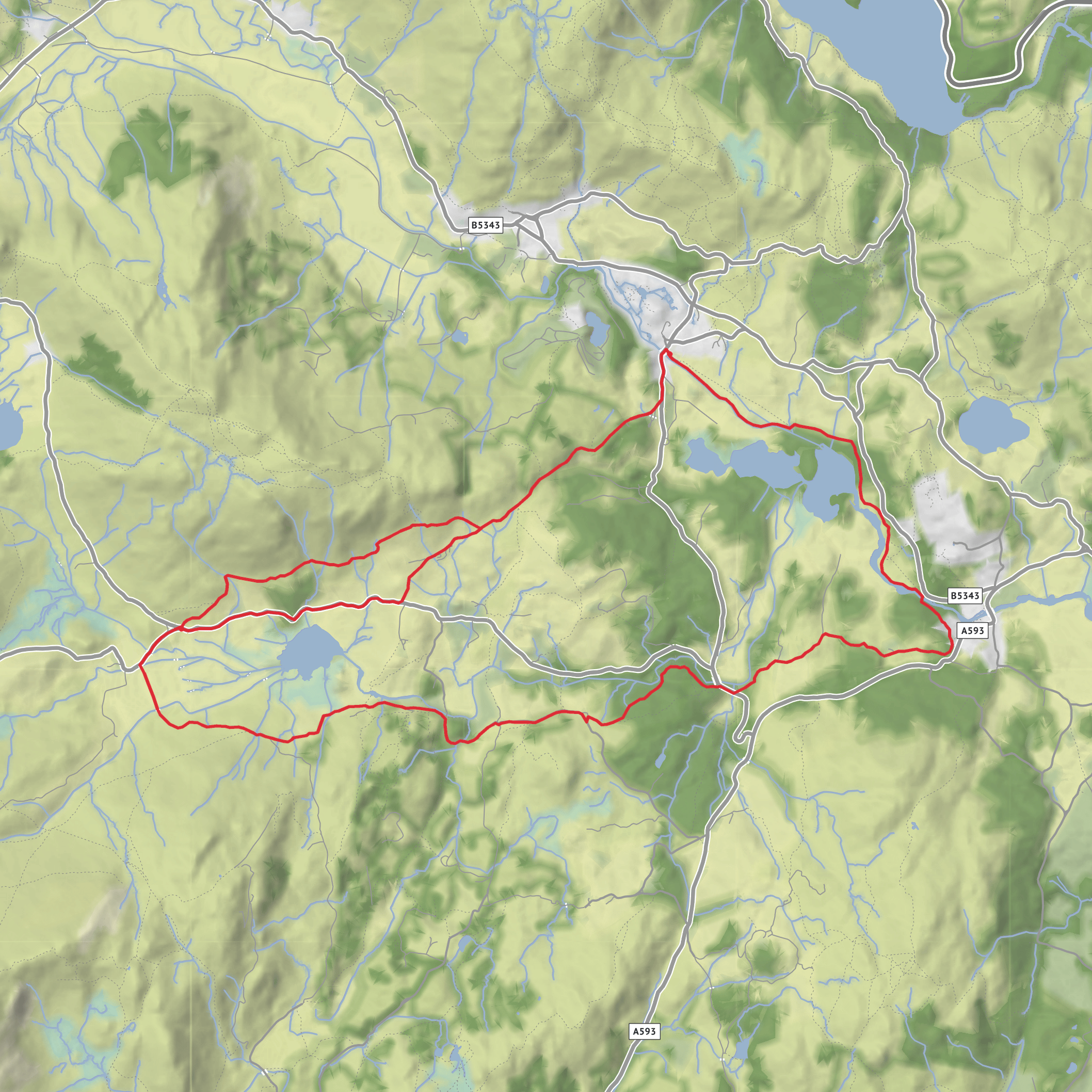 Little Langdale, Catherdral Cave and Elterwater Loop mobile static map