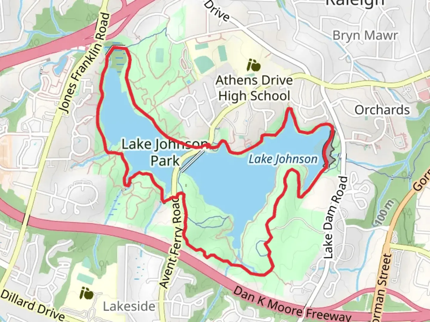 An image depicting the trail Lake Johnson Loop and its surrounding area.