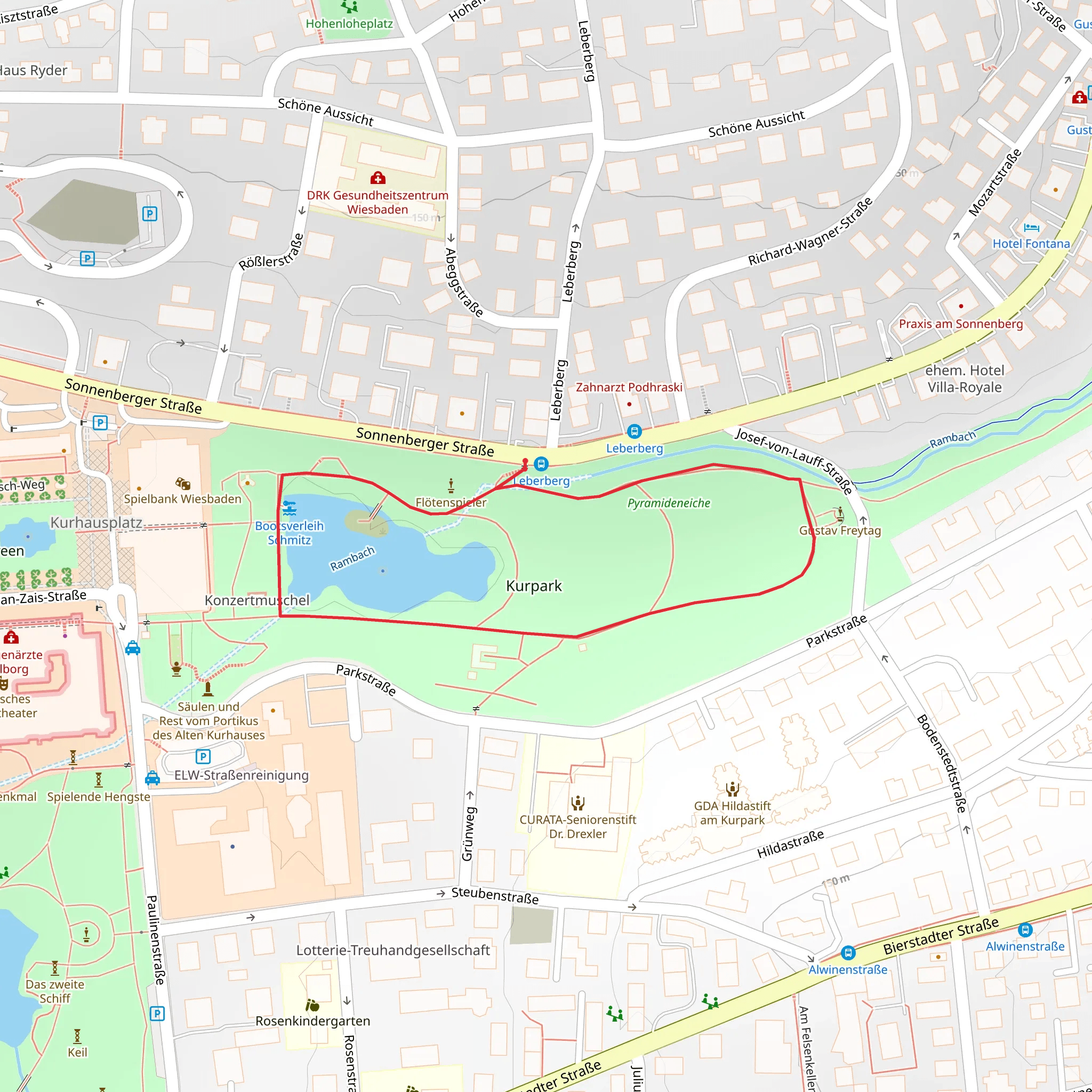 Kurparkweiher Loop in Kurpark mobile static map
