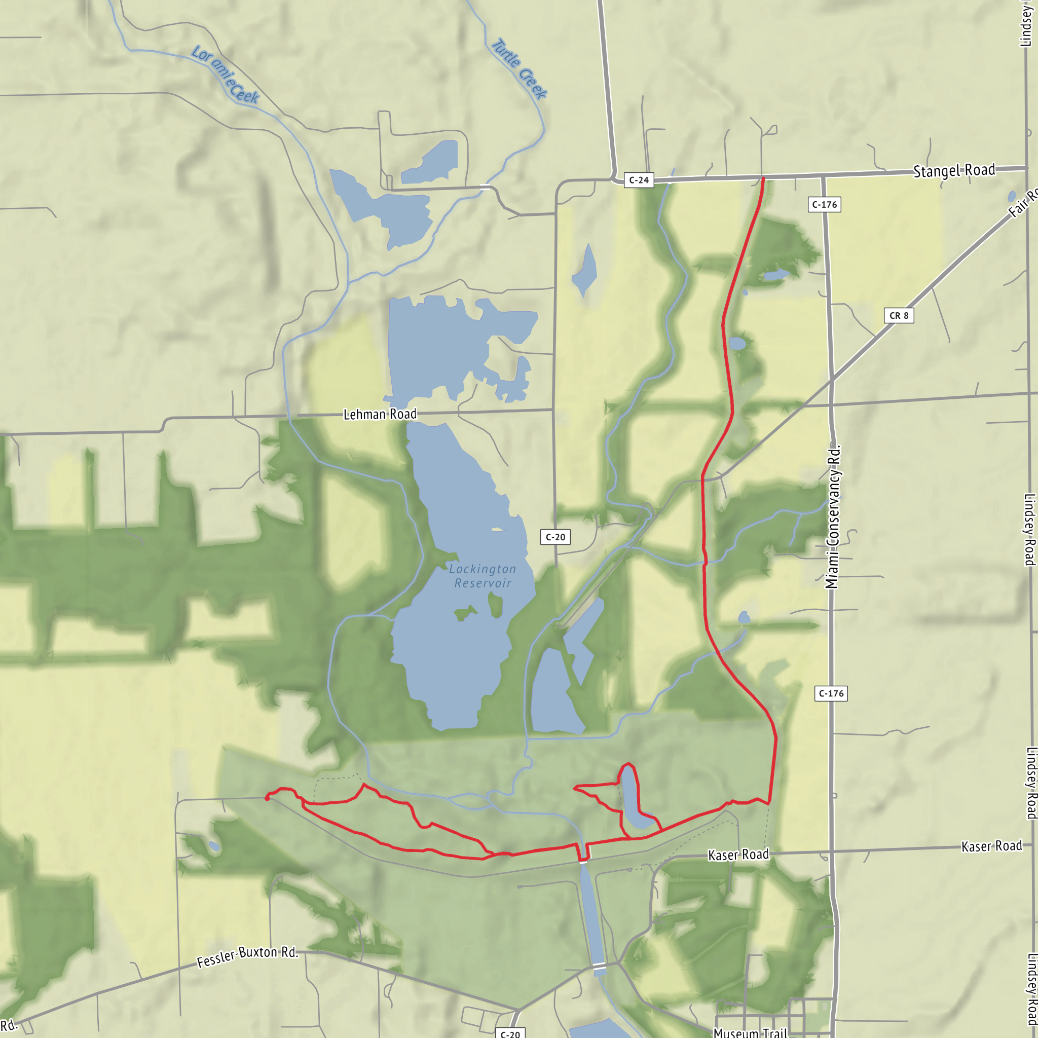 Lockington Reservoir and North Country Trail mobile static map