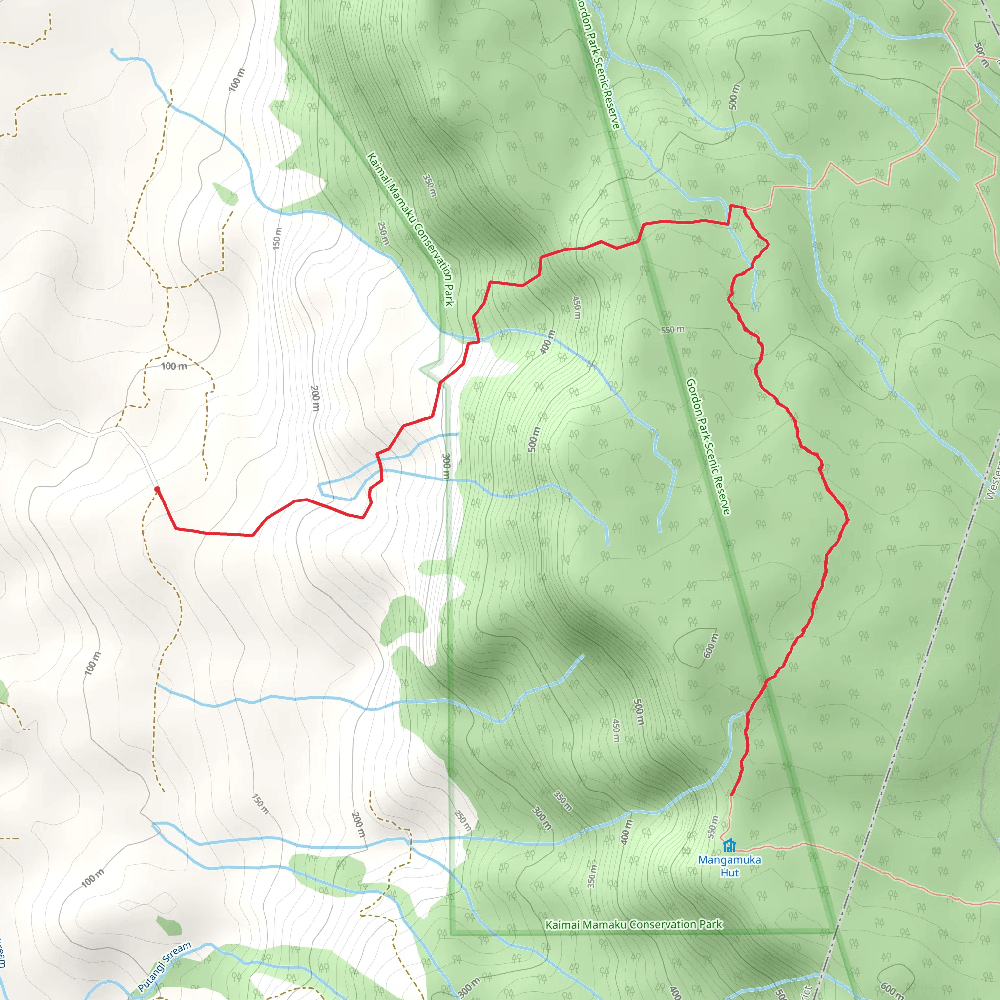Te Tuhi Track to Mangamuka Hut mobile static map