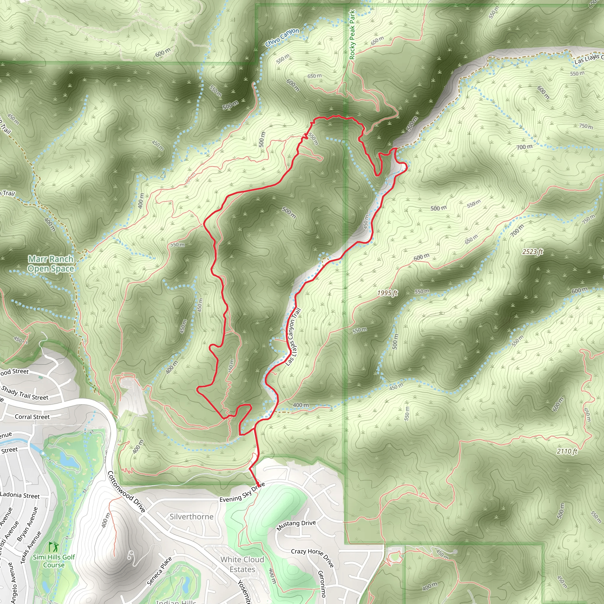 Las Llajas Canyon and Marr Ranch Loop Trail mobile static map