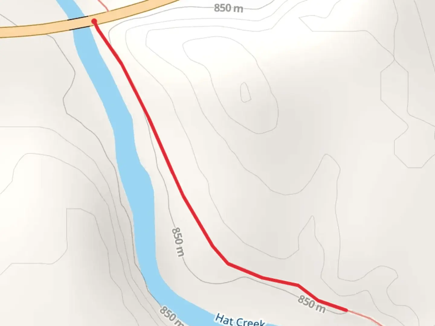 An image depicting the trail Hat Creek from State Route 299 and its surrounding area.