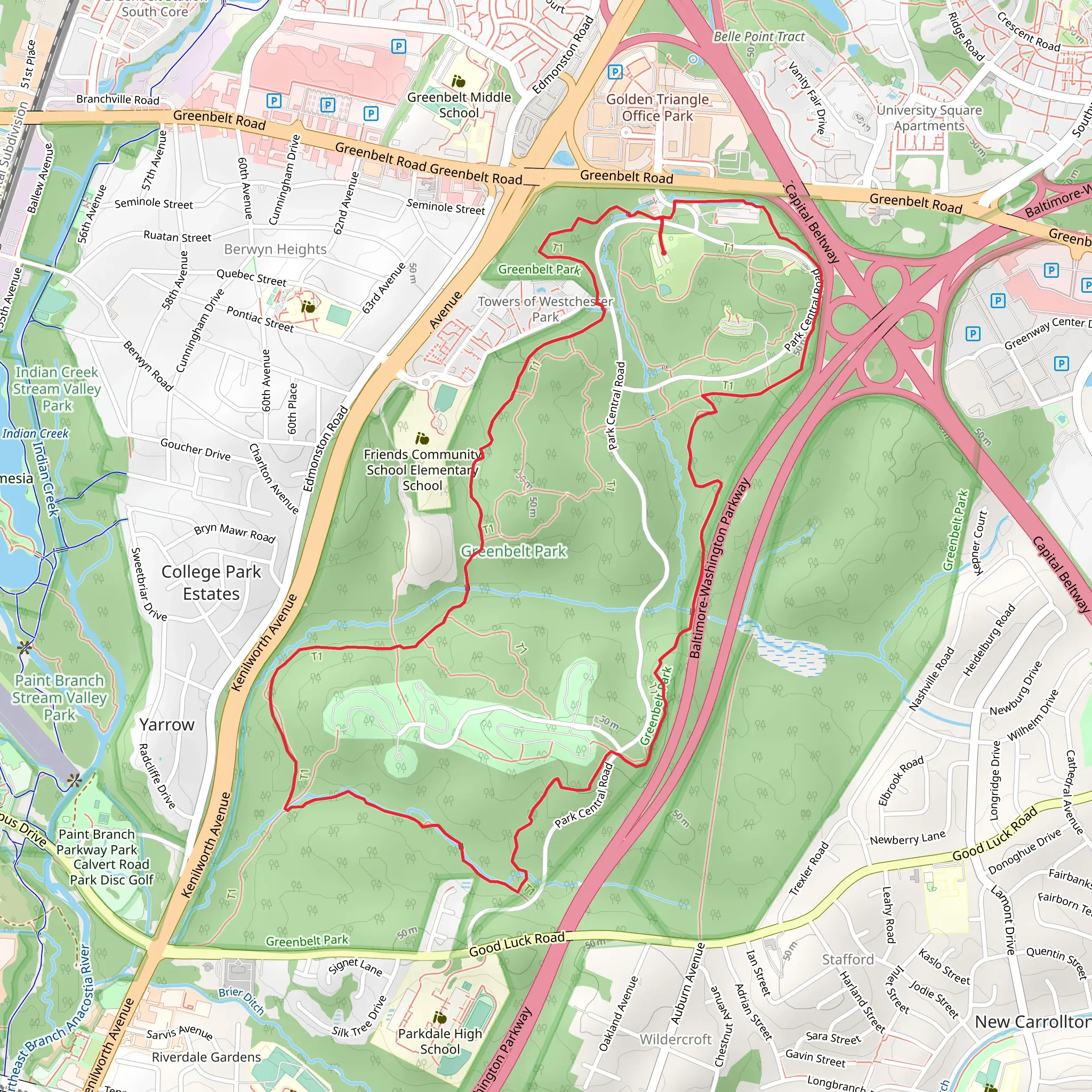 Perimeter Trail from Park Central Road mobile static map