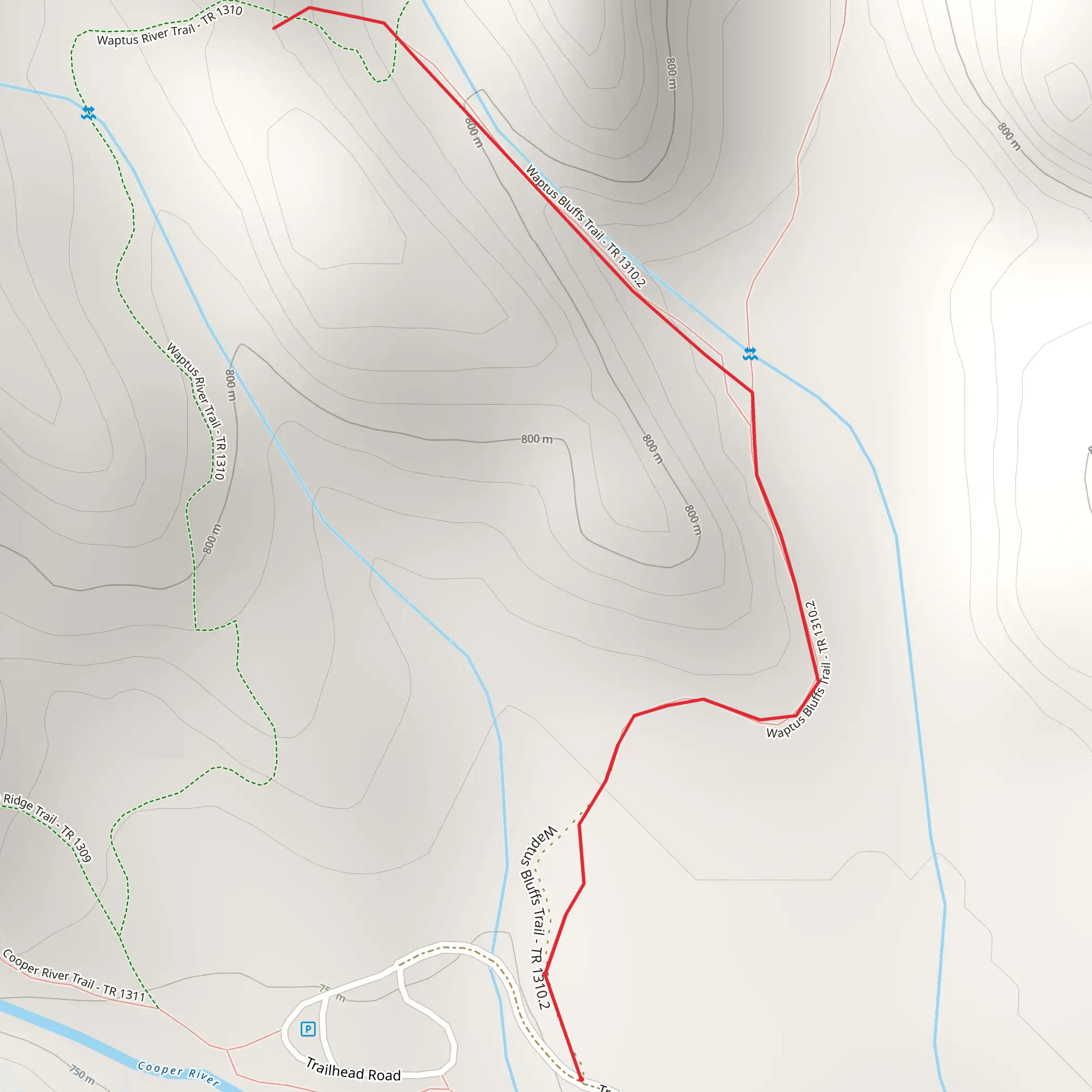 Waptus Bluffs Trail mobile static map