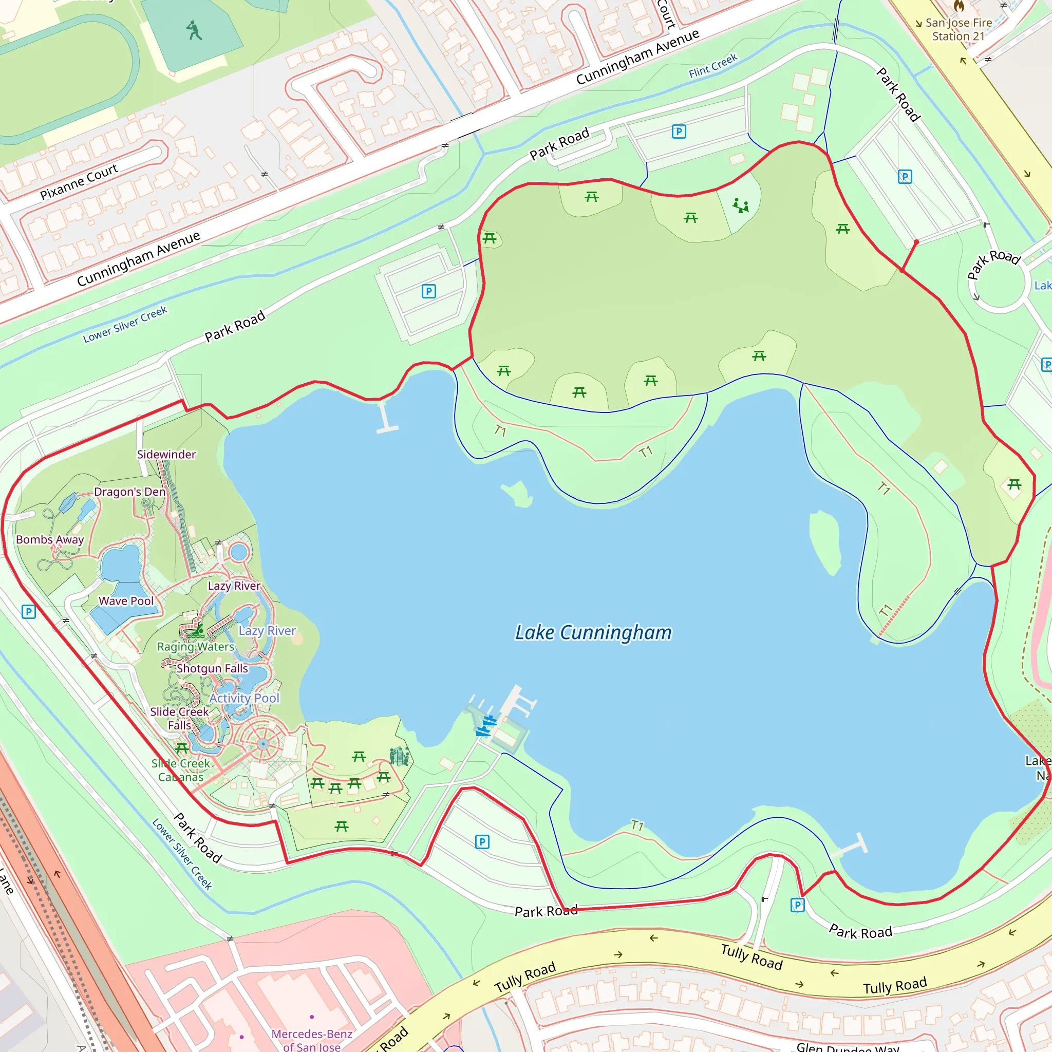 Lake Cunningham Loop mobile static map