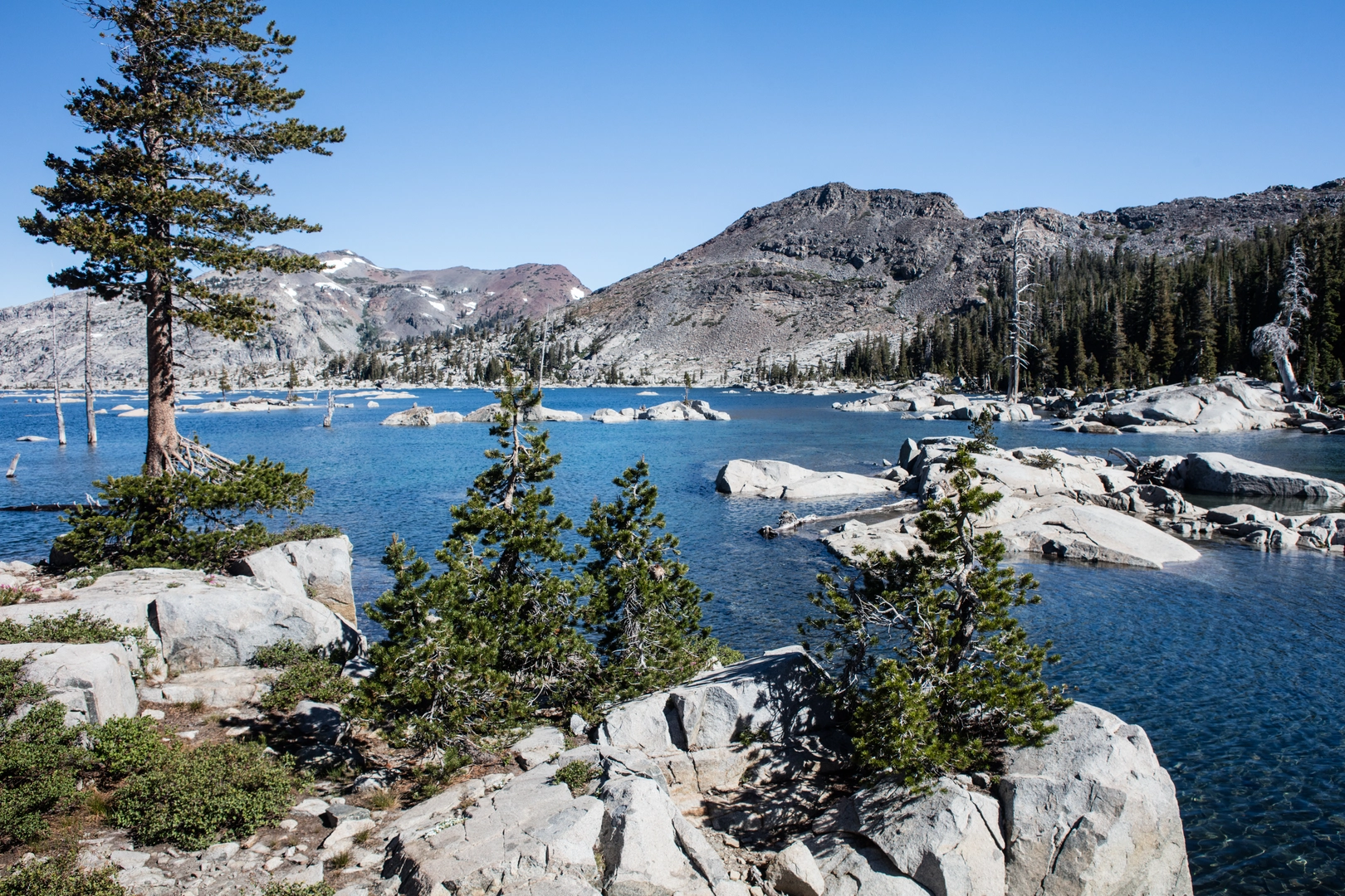 An image depicting the trail Lake Aloha, Heather Lake and Susie Lake via Tahoe Rim Trail and its surrounding area.