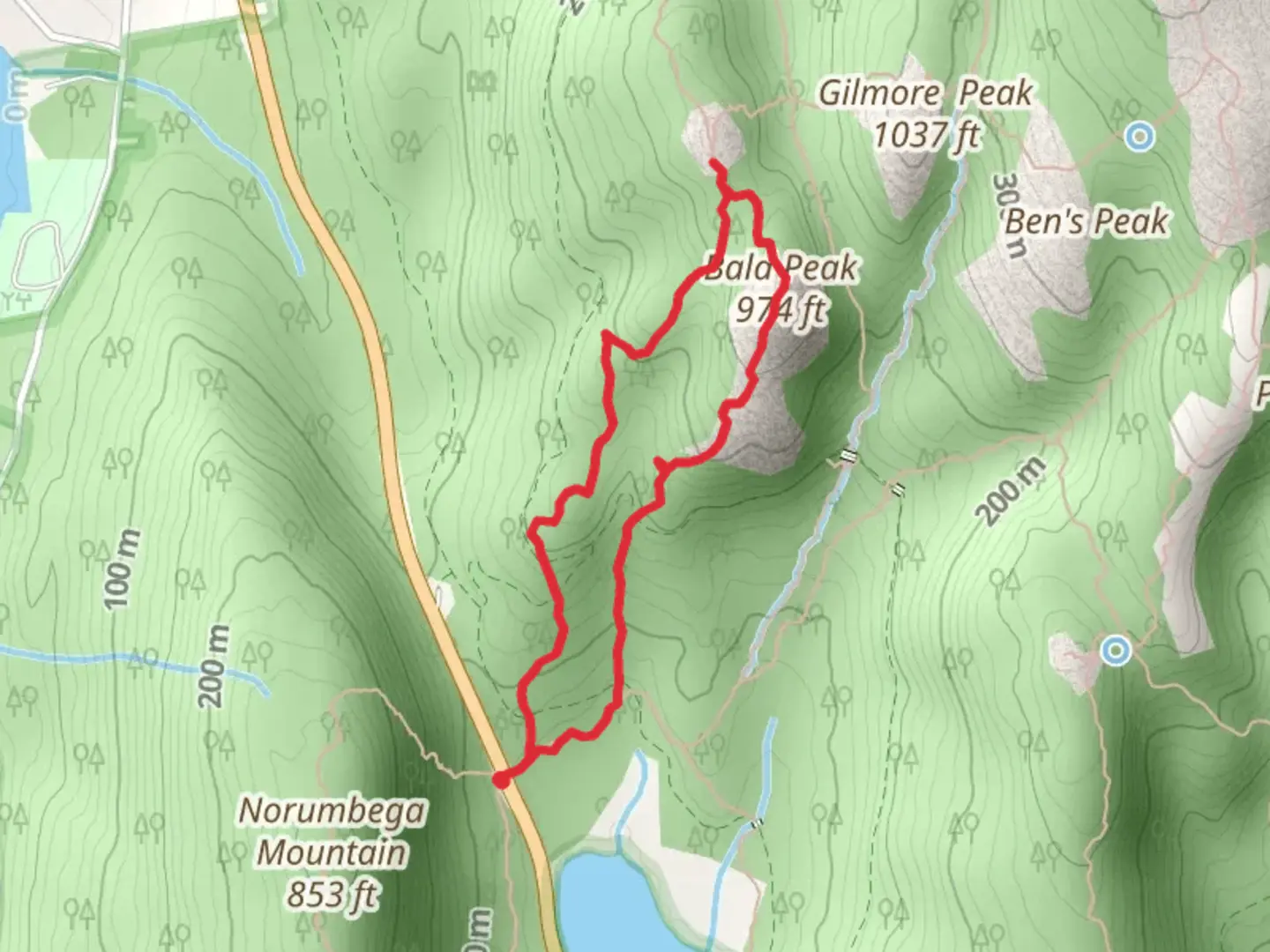 An image depicting the trail Parkman Mountain and Bald Peak Loop and its surrounding area.