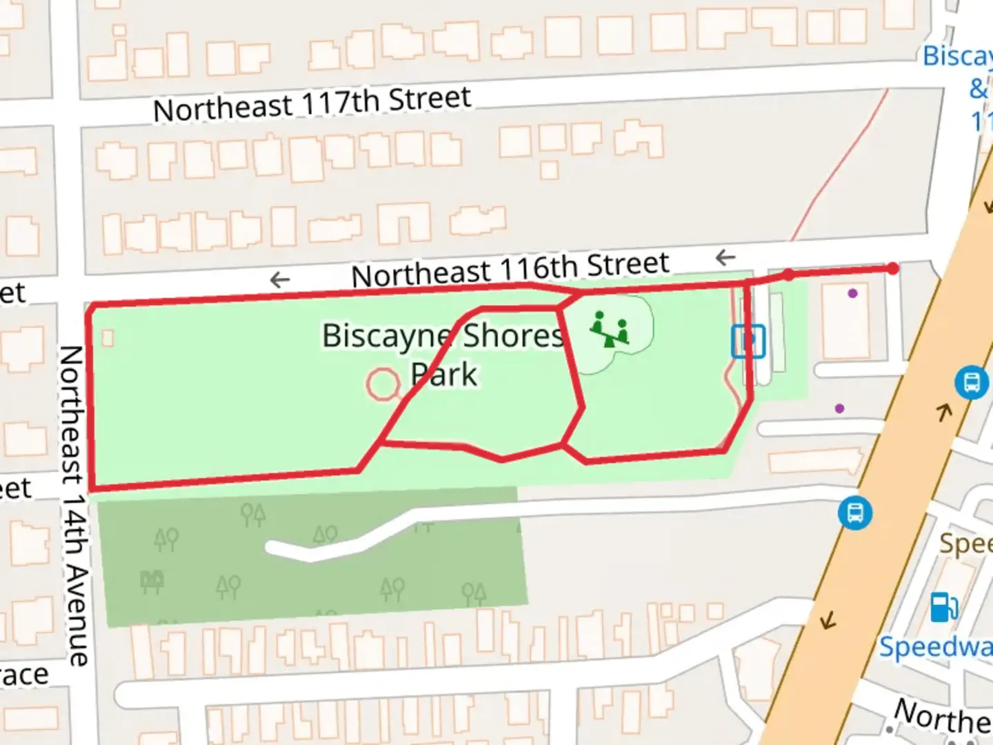 An image depicting the trail Biscayne Shores Park Loop and its surrounding area.