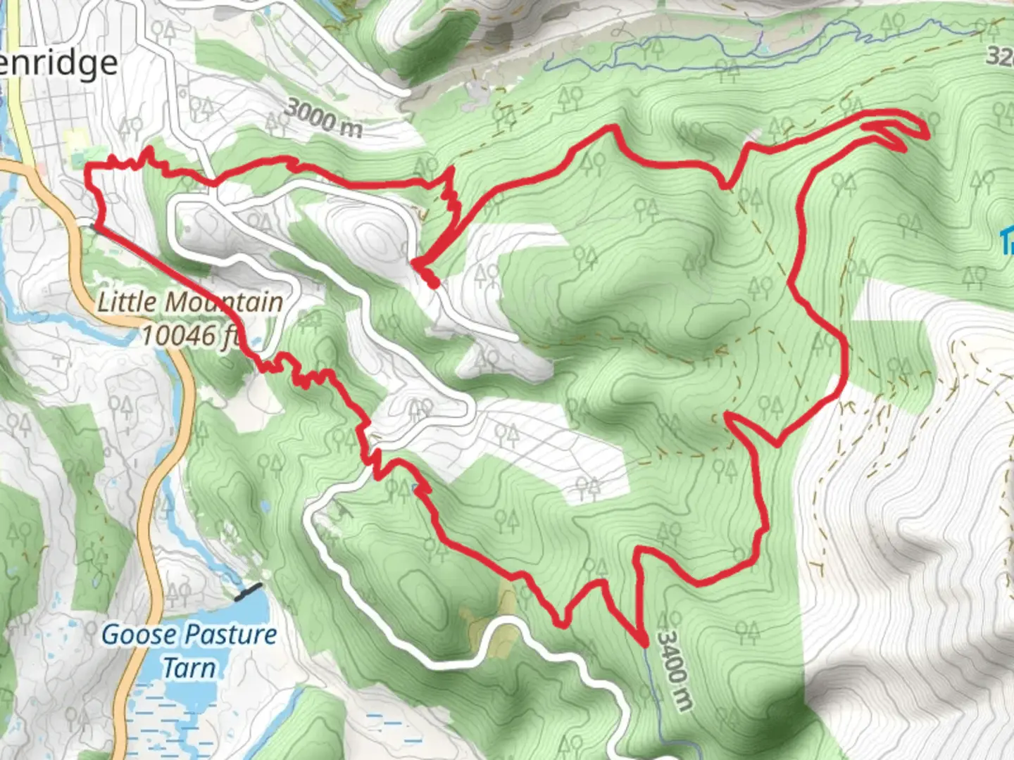 An image depicting the trail Trail of Tears, True Romance and Barney Ford trail Loop and its surrounding area.