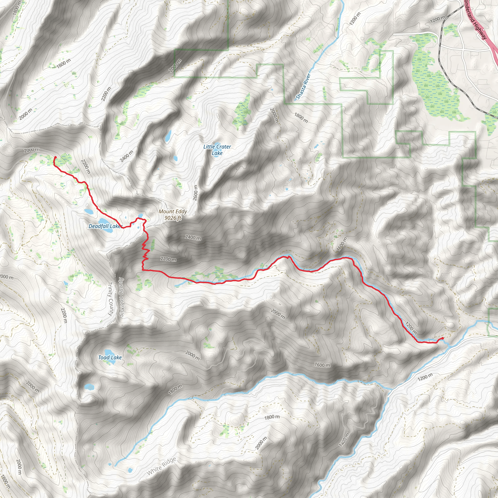 Sisson Callahan National Recreation Trail via Deadfall Lakes Trail mobile static map