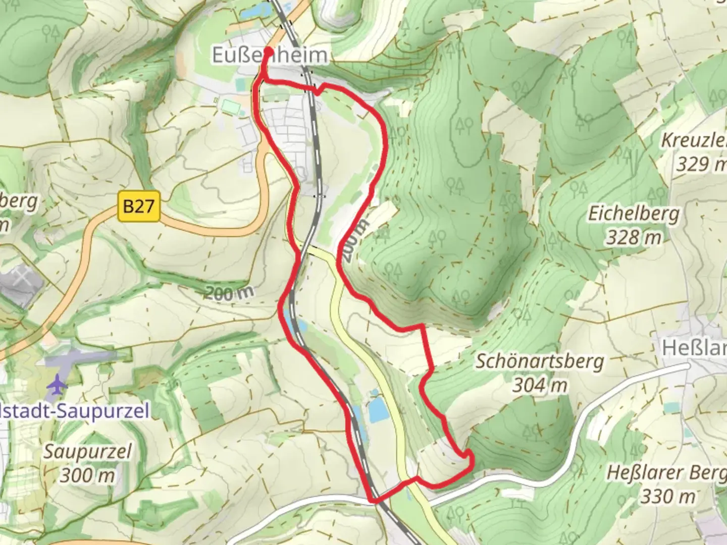 An image depicting the trail Klöffelweg and Pechweg Loop and its surrounding area.