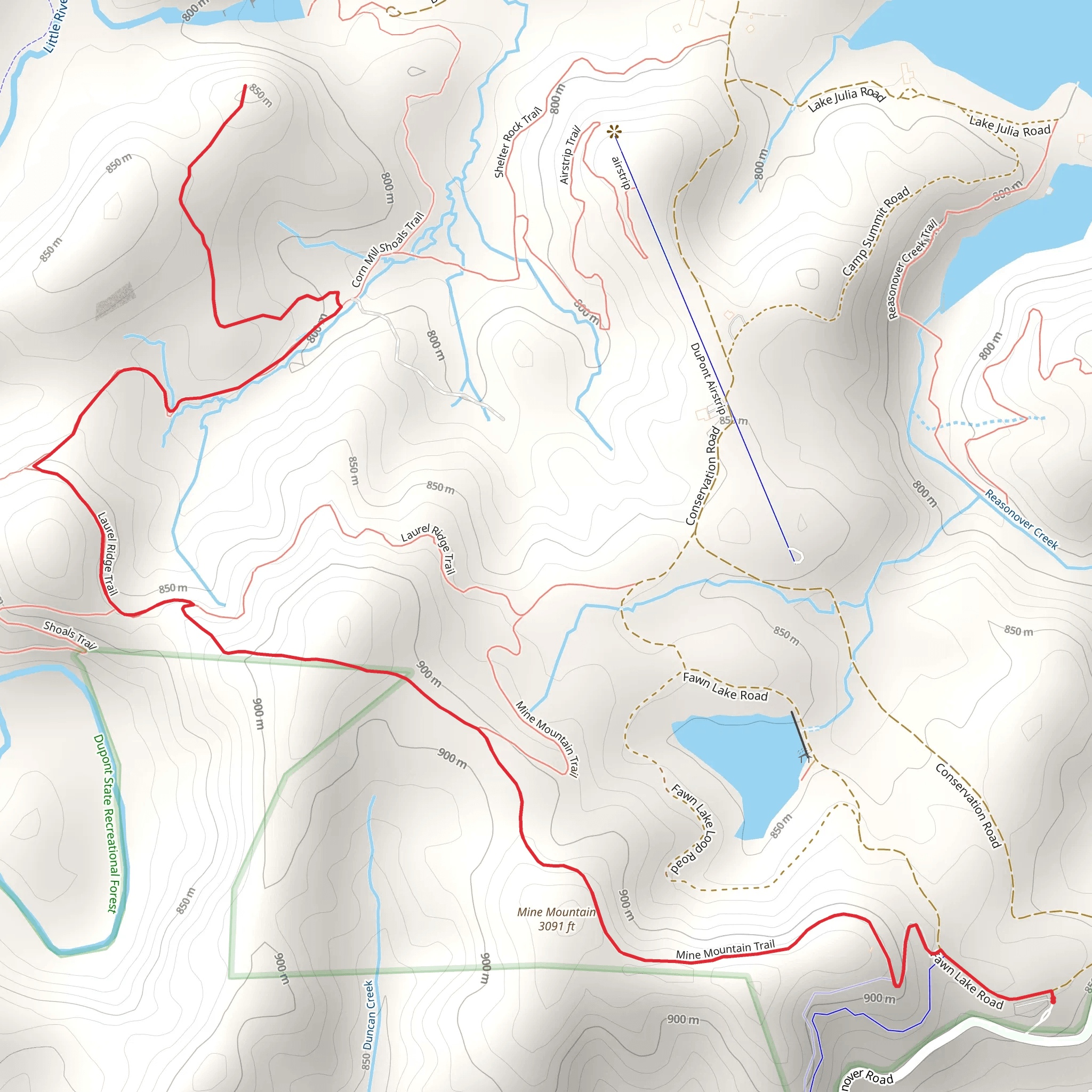 Bridal Overlook and Mine Mountain Trail mobile static map