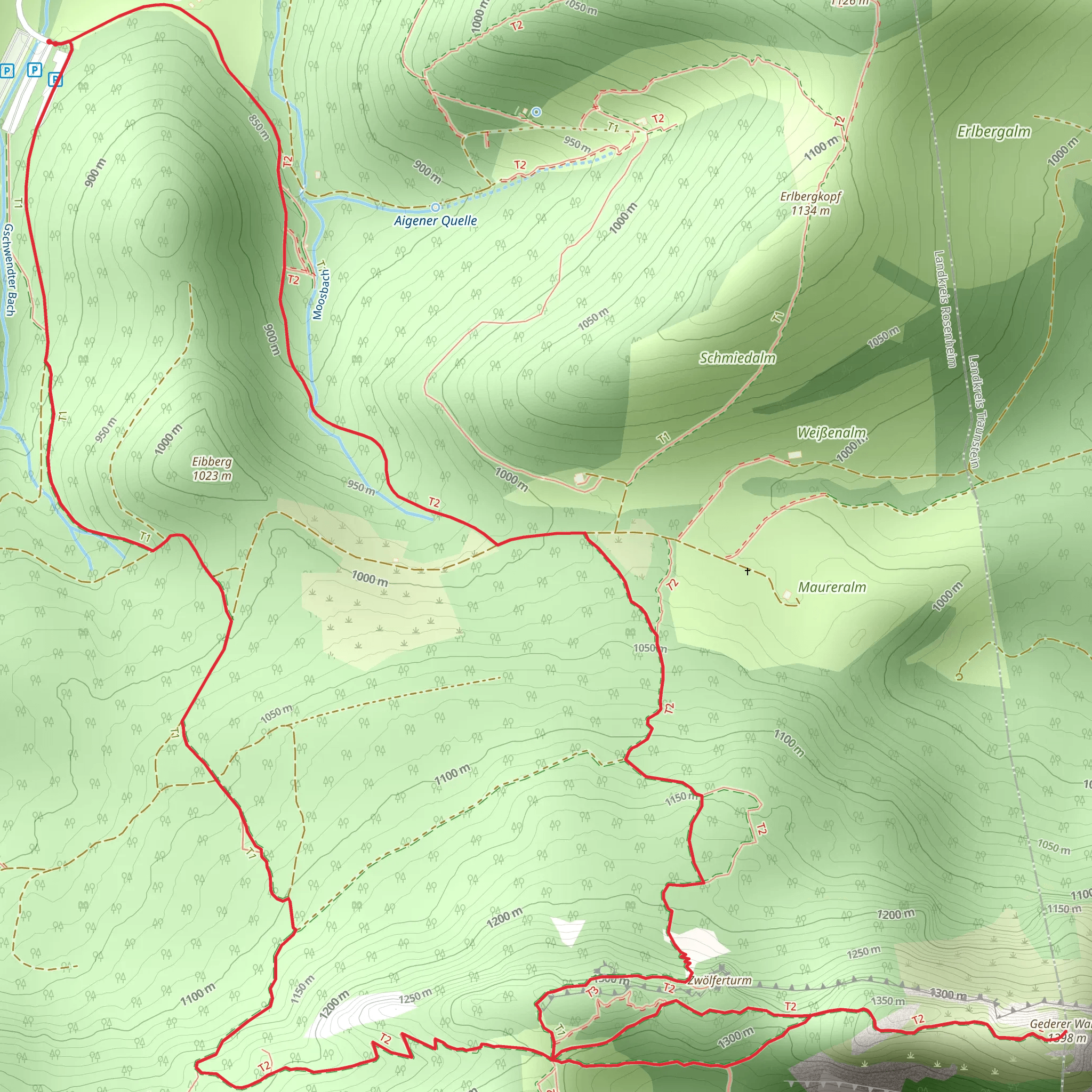 Gederer via Bernau - Kampenwand and Genial Vital 4 mobile static map