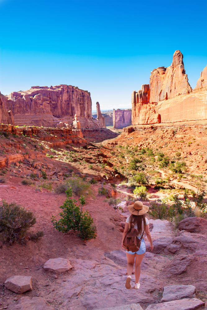 An image depicting the trail Arches National Park and its surrounding area.