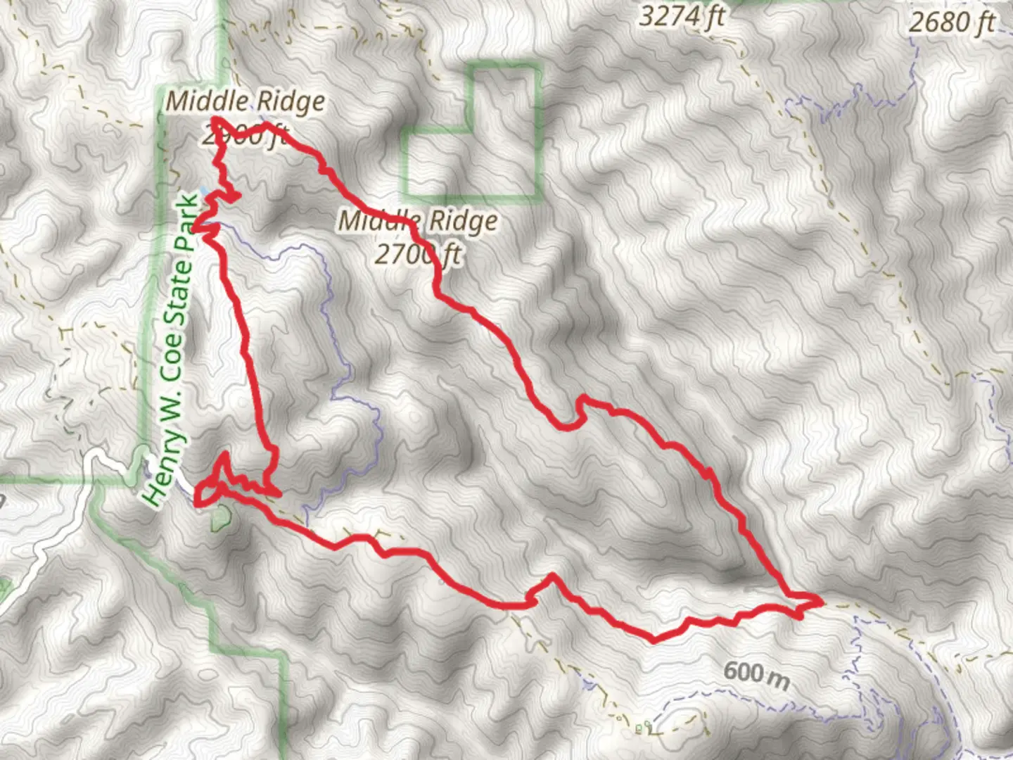 An image depicting the trail Middle Ridge Loop Trail and its surrounding area.