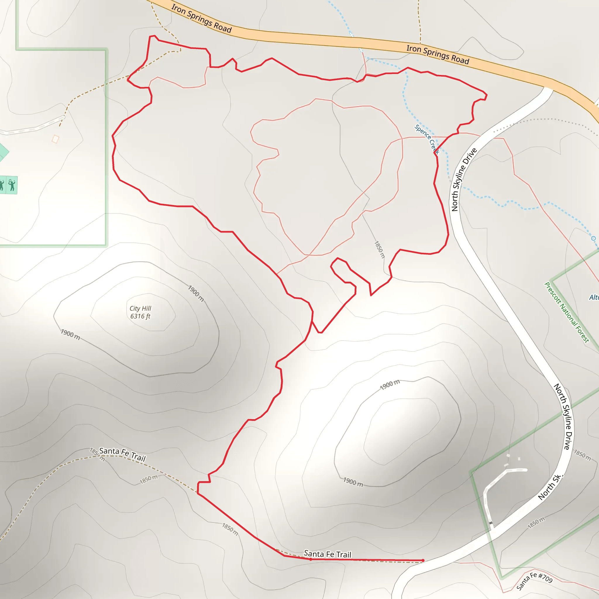 Spence Creek and Santa Fe Loop Trail mobile static map